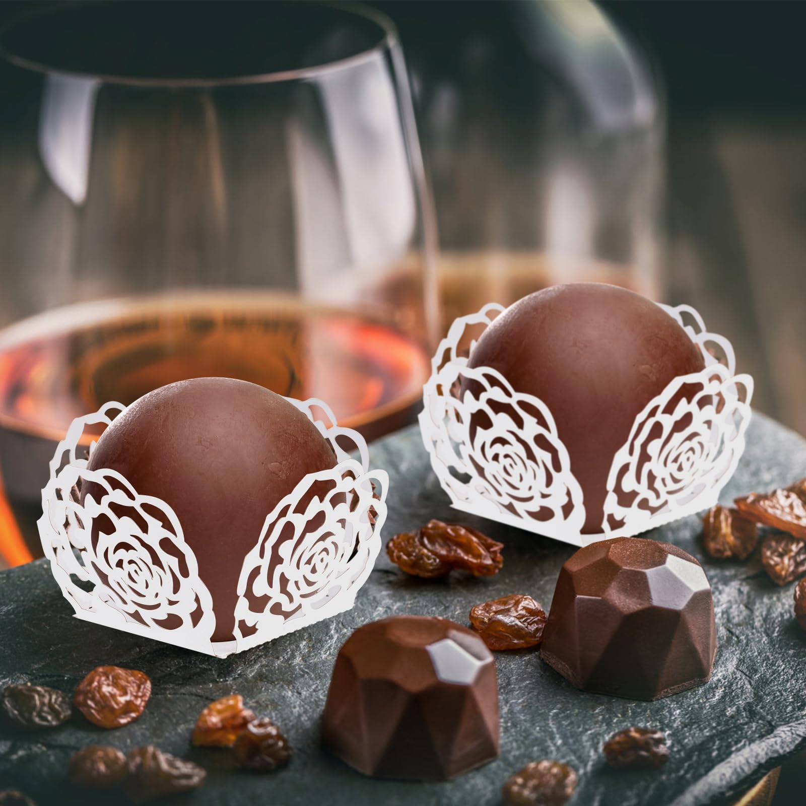 50pcs Flared Paper Baking Cups for Muffins & Cupcakes - Chocolate Truffle Wrappers for Party Desserts