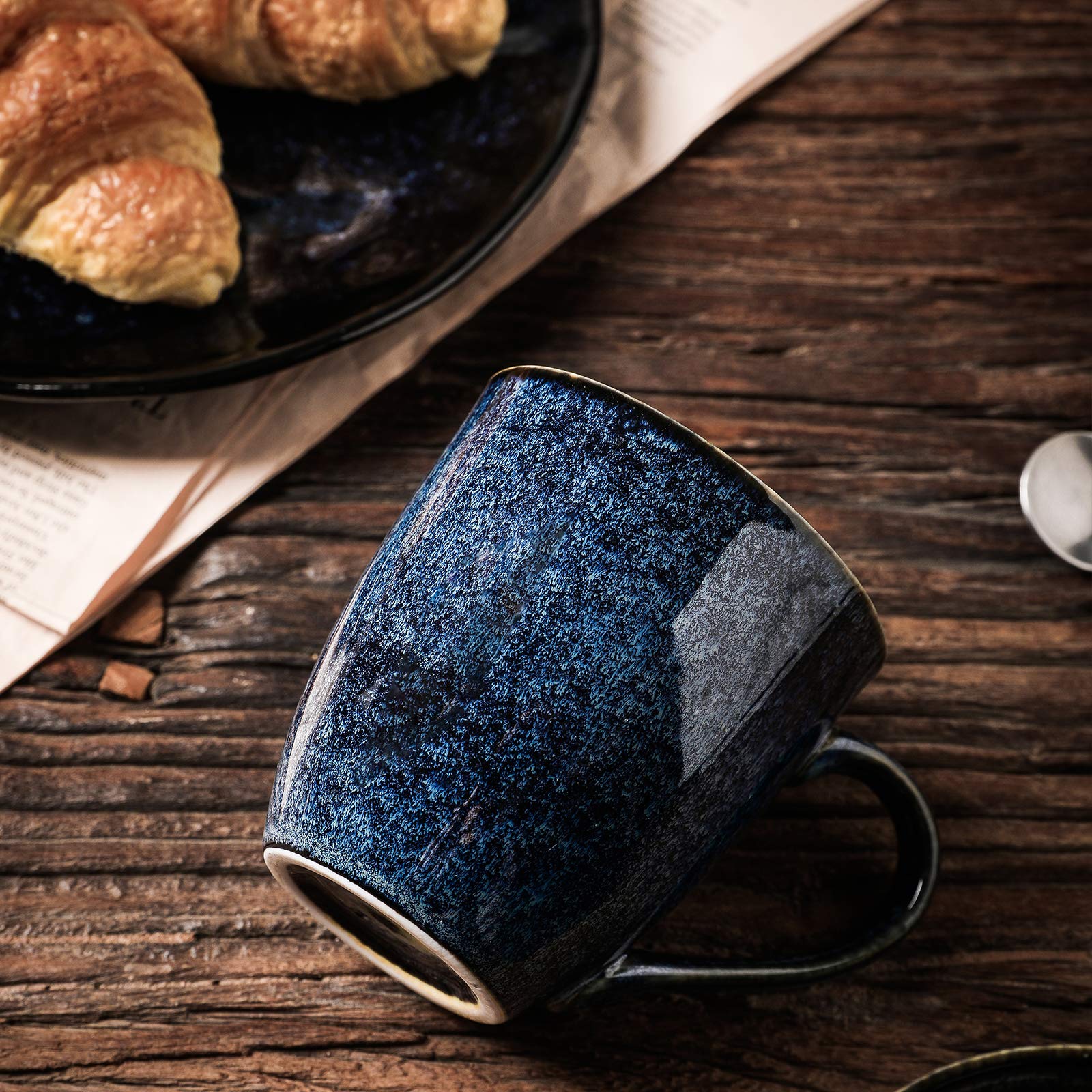 Vicrays 9-Piece Coffee Mug Set & Bakeware Set - 12oz Porcelain Mugs in Blue - Perfect for Coffee, Tea, Baking & Gift Giving