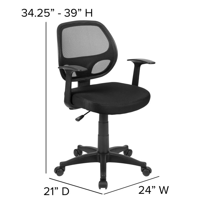 FLASH Mallard Mid Back Black Mesh Swivel Ergonomic Office Chair with Adjustable T-Arms - BIFMA Certified Task Chair for Home & Office Workspace - Perfect for Long Hours of Computer Work, Gaming, and Study Sessions