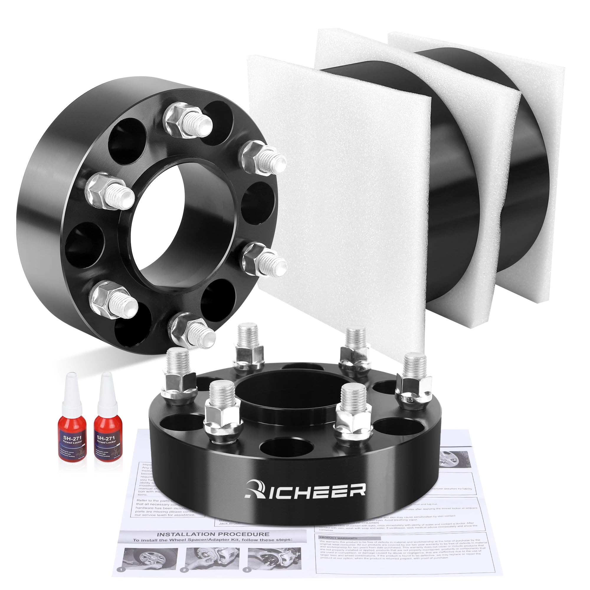 Richeer 1.5 Inch 6x4.5 Hub Centric Wheel Spacers - Compatible with 2005-2023 Nissan Frontier, 2005-2014 Pathfinder, 2005-2015 Xterra - 6x114.3mm Bolt Pattern with M12x1.25 Studs & 66.1mm Center Bore - Perfect for Off-Roading, Lifted Trucks & Custom Wheel Fitment