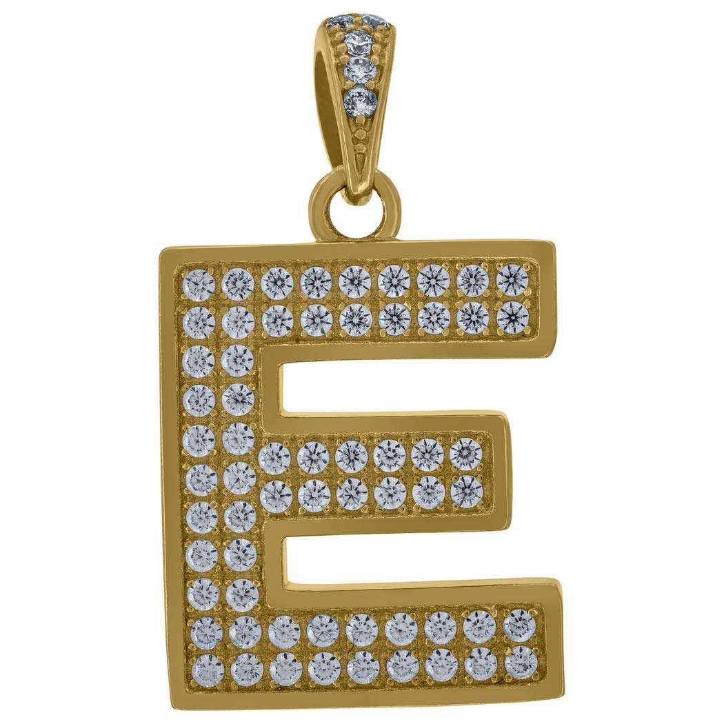 10k Yellow Gold Personalized Monogram Initial Necklace for Men & Women - Cubic Zirconia CZ Letter Charm Pendant (28.2x16mm) - Elegant Jewelry Gift for Birthday, Anniversary & Special Occasions