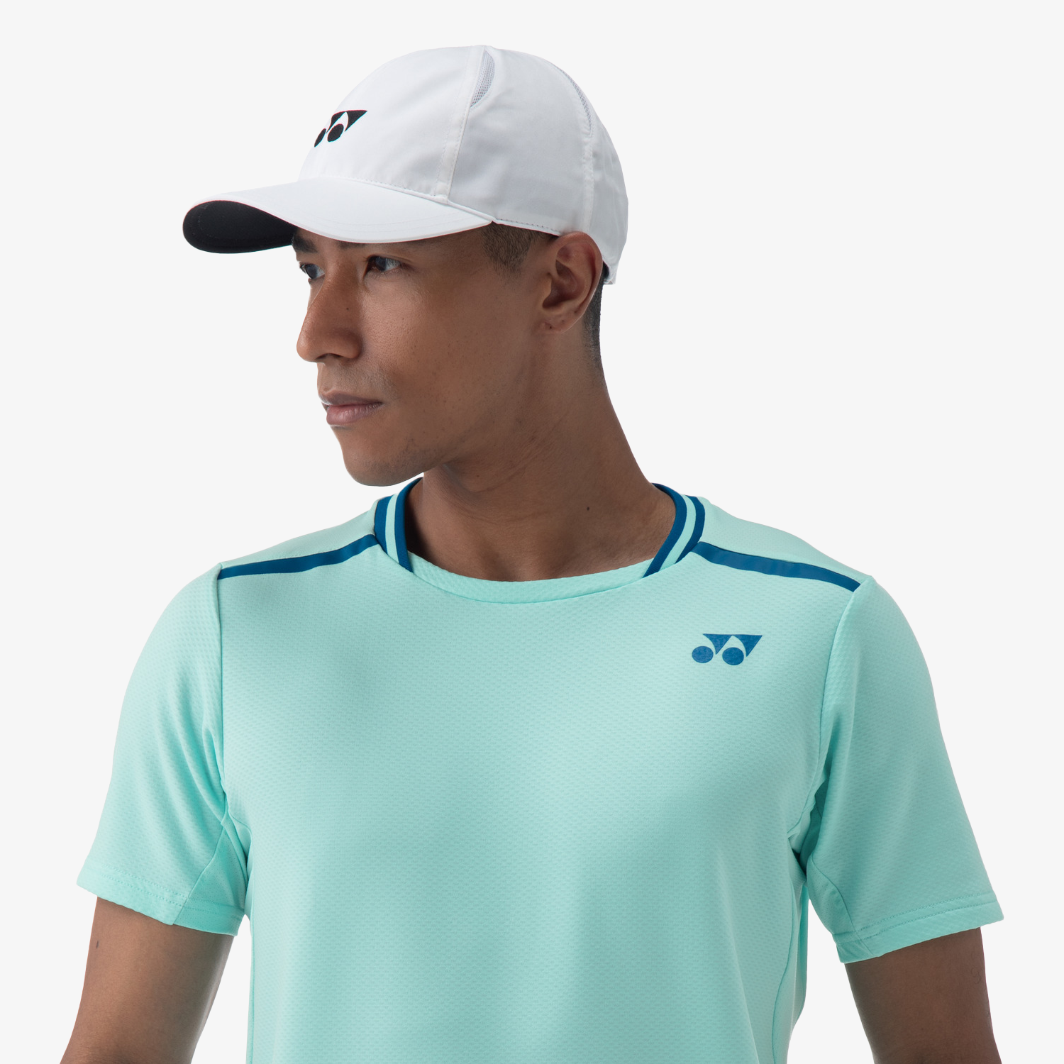 Yonex Men's Crew Neck Performance Shirt 10559 - Breathable Quick-Dry Activewear for Tennis, Golf & Casual Wear (Cyan)