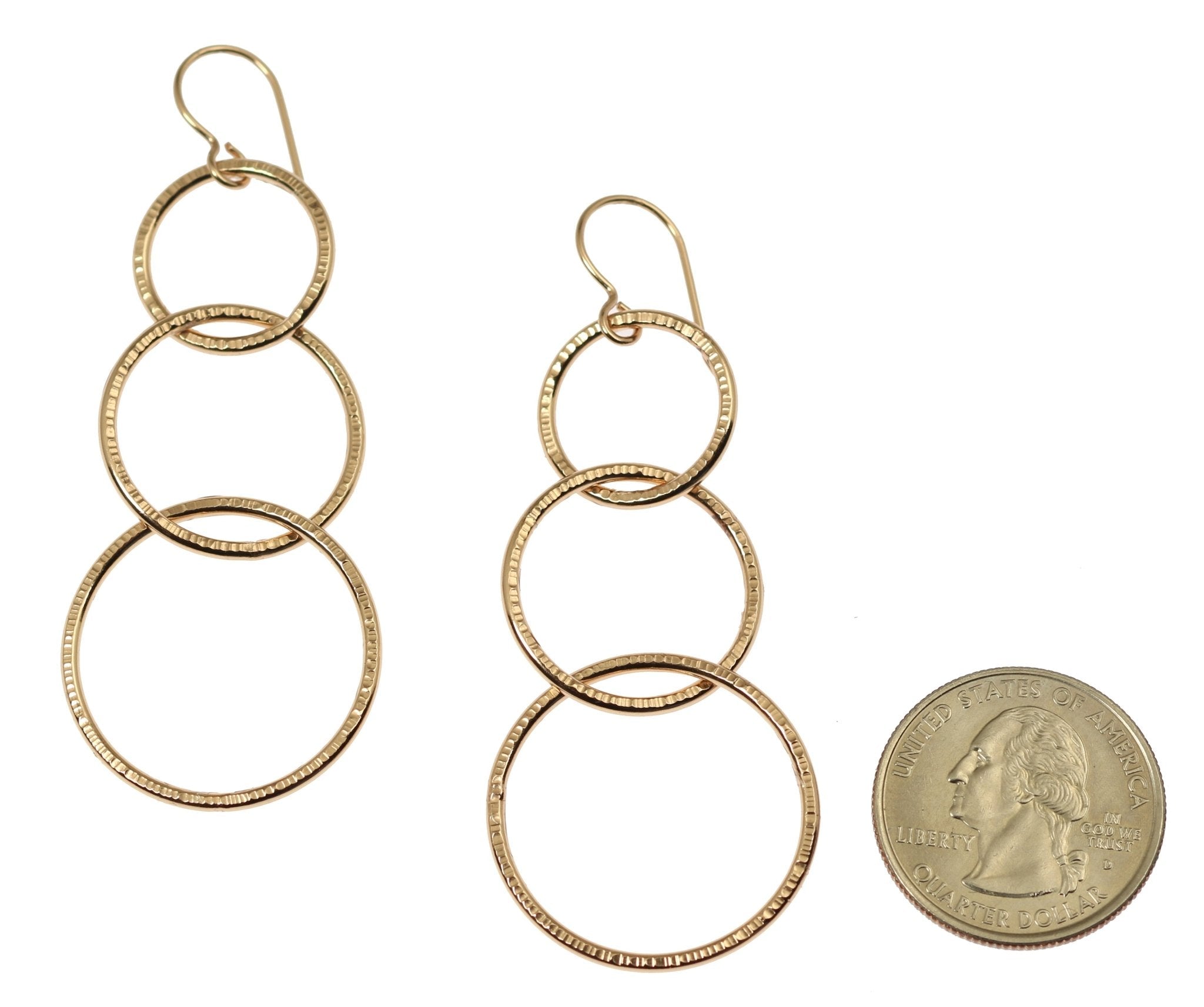 Elegant Chased Bronze Three-Tiered Dangle Earrings for Women - Boho Chic Jewelry for Parties, Weddings & Everyday Wear