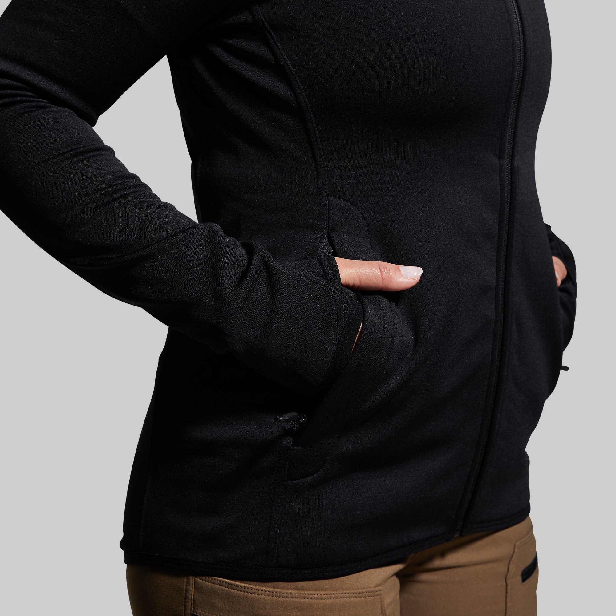 Women's Sentry Full Zip Hoodie - Black Fleece Jacket for Casual Wear & Outdoor Activities | Lightweight Comfortable Pullover for Running, Hiking & Lounge