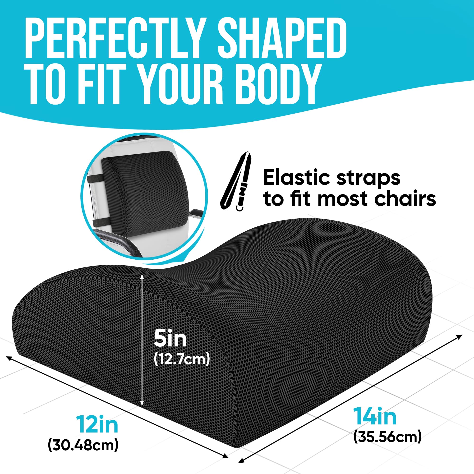 FORTEM Memory Foam Office Chair Cushion with Lumbar Support - Non-Slip Seat & Back Cushion for Office, Gaming & Car Seats - Ergonomic Comfort for Long Hours Sitting at Work, Home or Driving