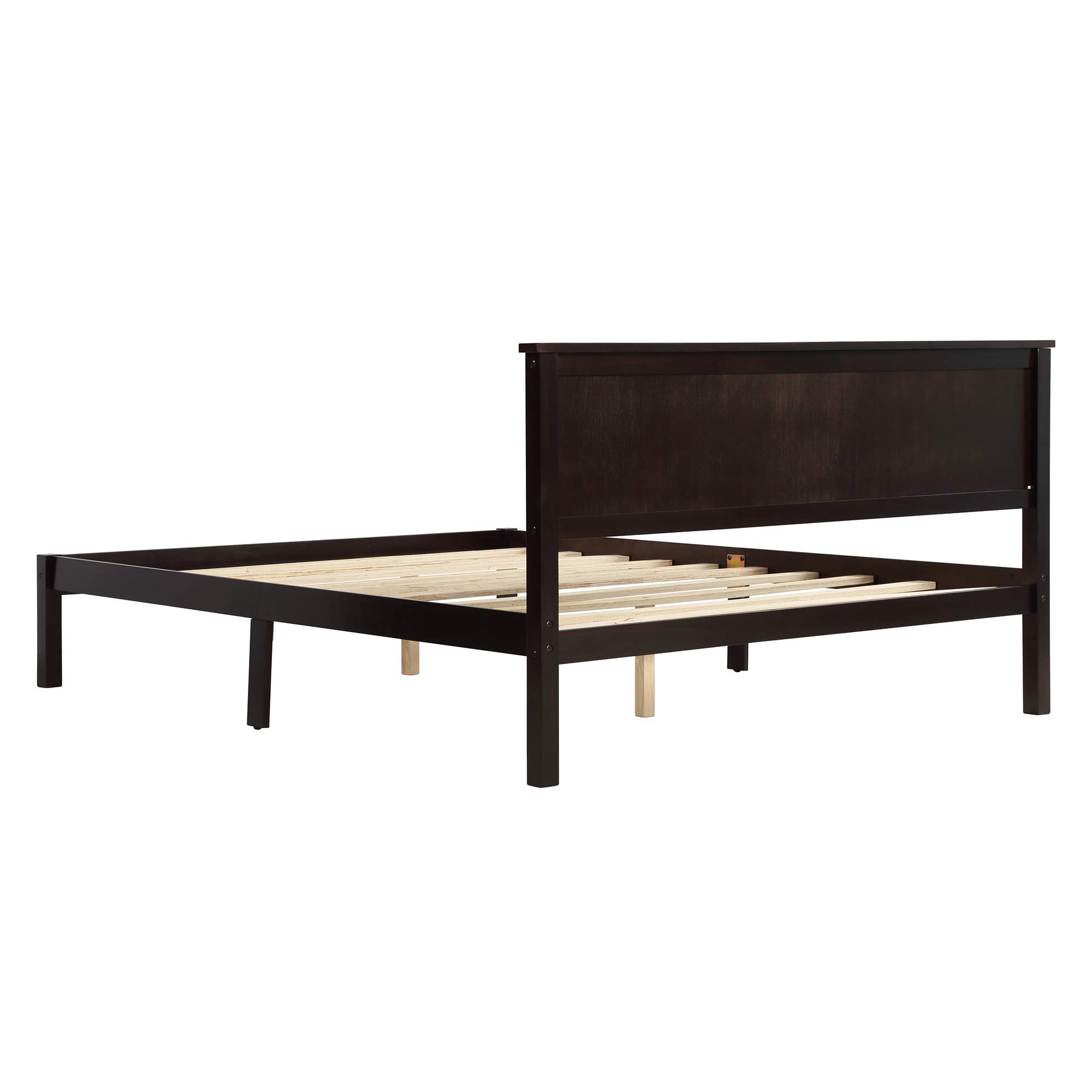 SOFTSEA Full Size Platform Bed Frame with Headboard - Solid Wood Bed Frame & Mattress Foundation, No Box Spring Needed with Wood Slat Support - Perfect for Modern Bedrooms, Guest Rooms & Small Spaces (Full, Espresso)