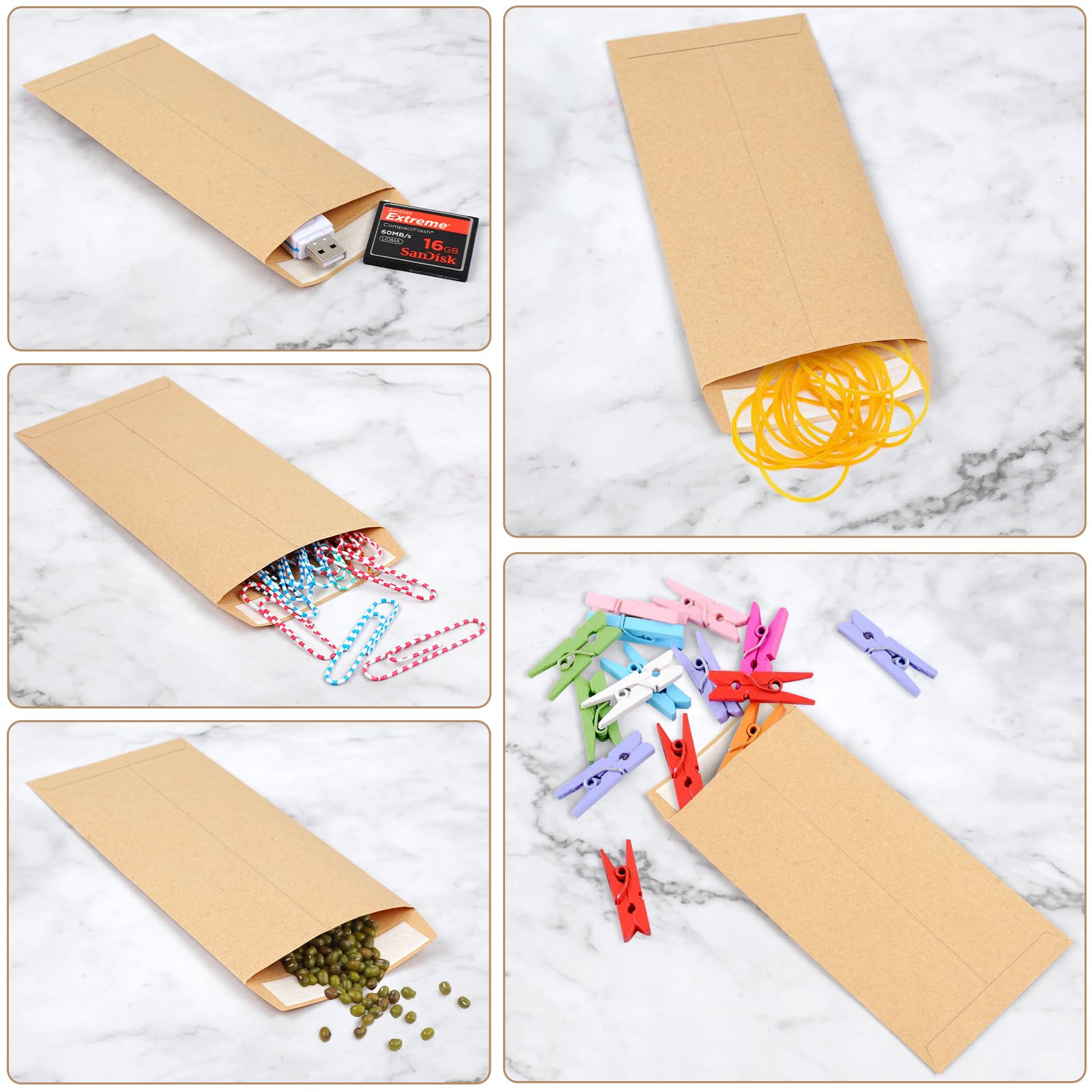 Joyberg 120 PCS Self-Adhesive Kraft Paper Money Envelopes - 6.5”x3.2” Small Cash Envelopes for Budgeting, Coin Storage & Money Saving Challenge | Perfect for Organizing Cash, Checks, Bills & Small Items | Ideal for Home, Office & Gift Giving