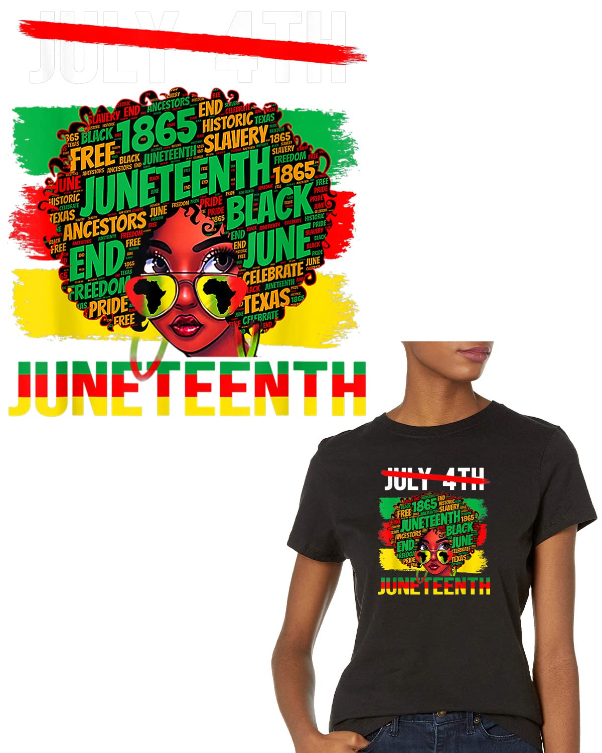 Juneteenth Iron On Decals for T-Shirts - 2PCS Black Women Heat Transfer Patches - Washable & Durable Clothing Appliques for DIY T-Shirt Design - Perfect for Juneteenth Celebrations, Black History Month & Pride Events
