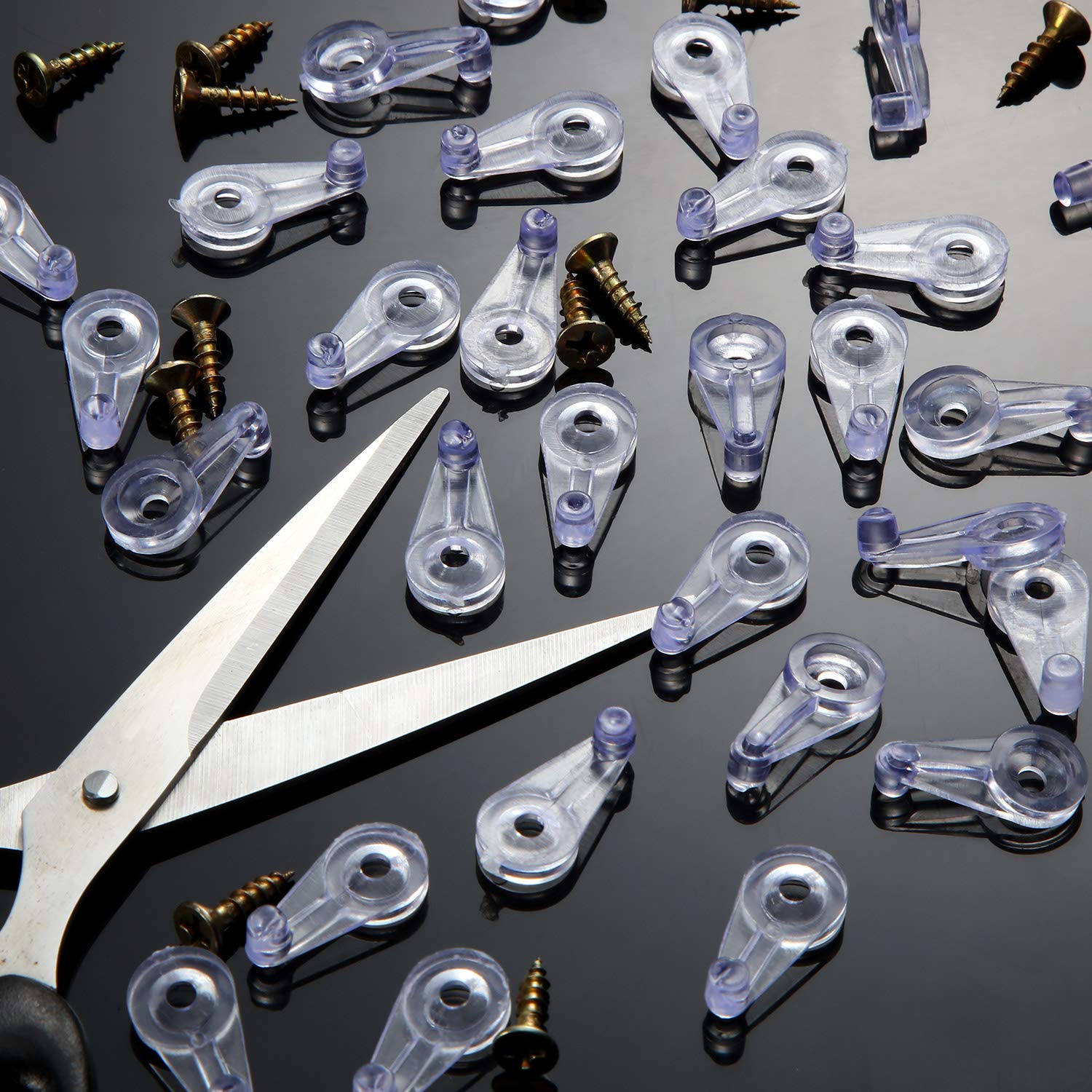Blulu 50 Pack 4mm Clear Glass Retainer Clips Kit with Screws - Cabinet Door Hardware for Frameless Glass Doors, Shower Enclosures & Display Cases (Transparent with Rainbow Finish) - DIY Home Improvement & Furniture Repair