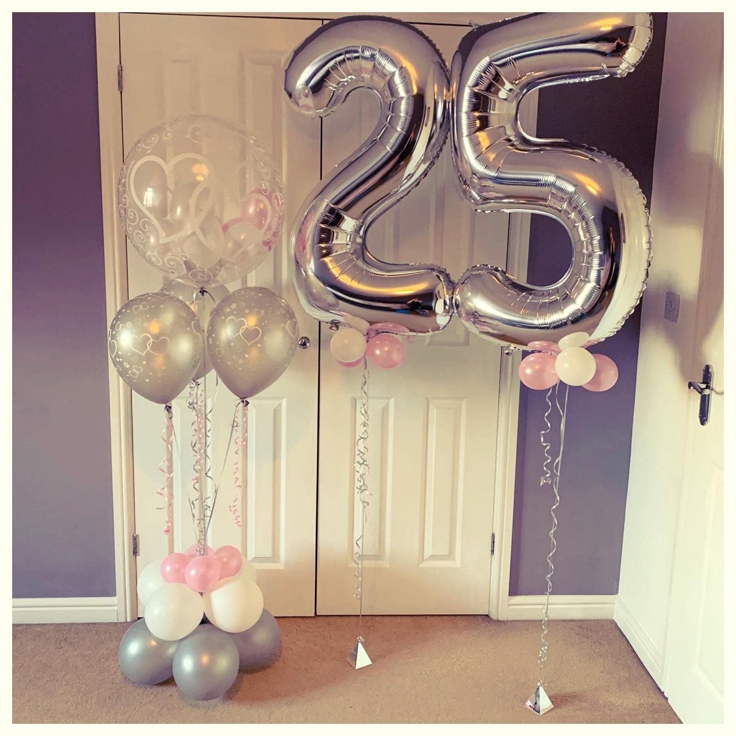 40 Inch Silver 25 Number Balloons - Giant Jumbo Foil Mylar Helium Balloons for Birthday Party Decorations - Perfect for 25th Anniversary, Graduation, Gender Reveal & Special Events