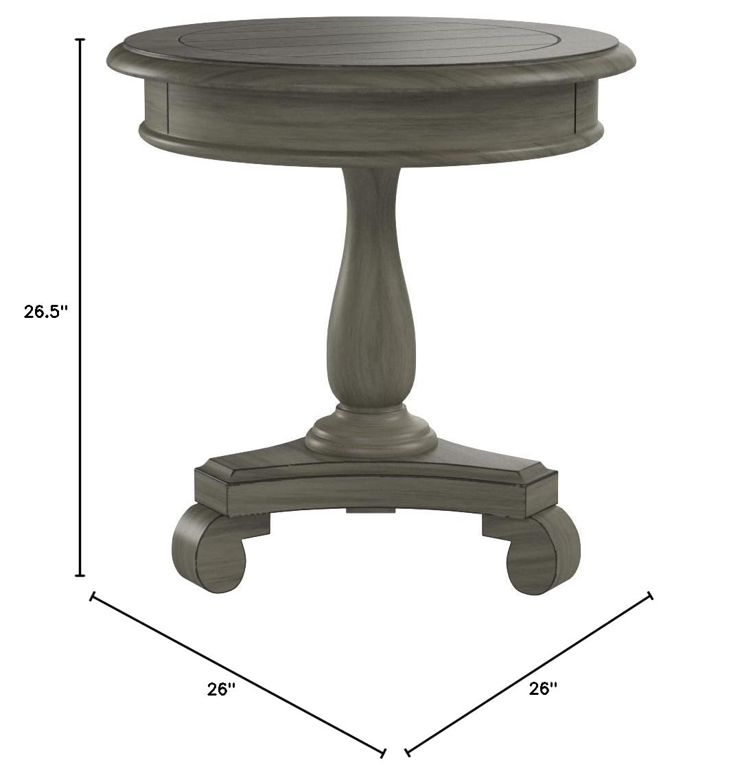 Roundhill Furniture Rene Contemporary Wood Pedestal Side Table - Gray Finish, Modern Accent Table for Living Room, Bedroom or Office - Perfect for Holding Lamps, Books & Decor