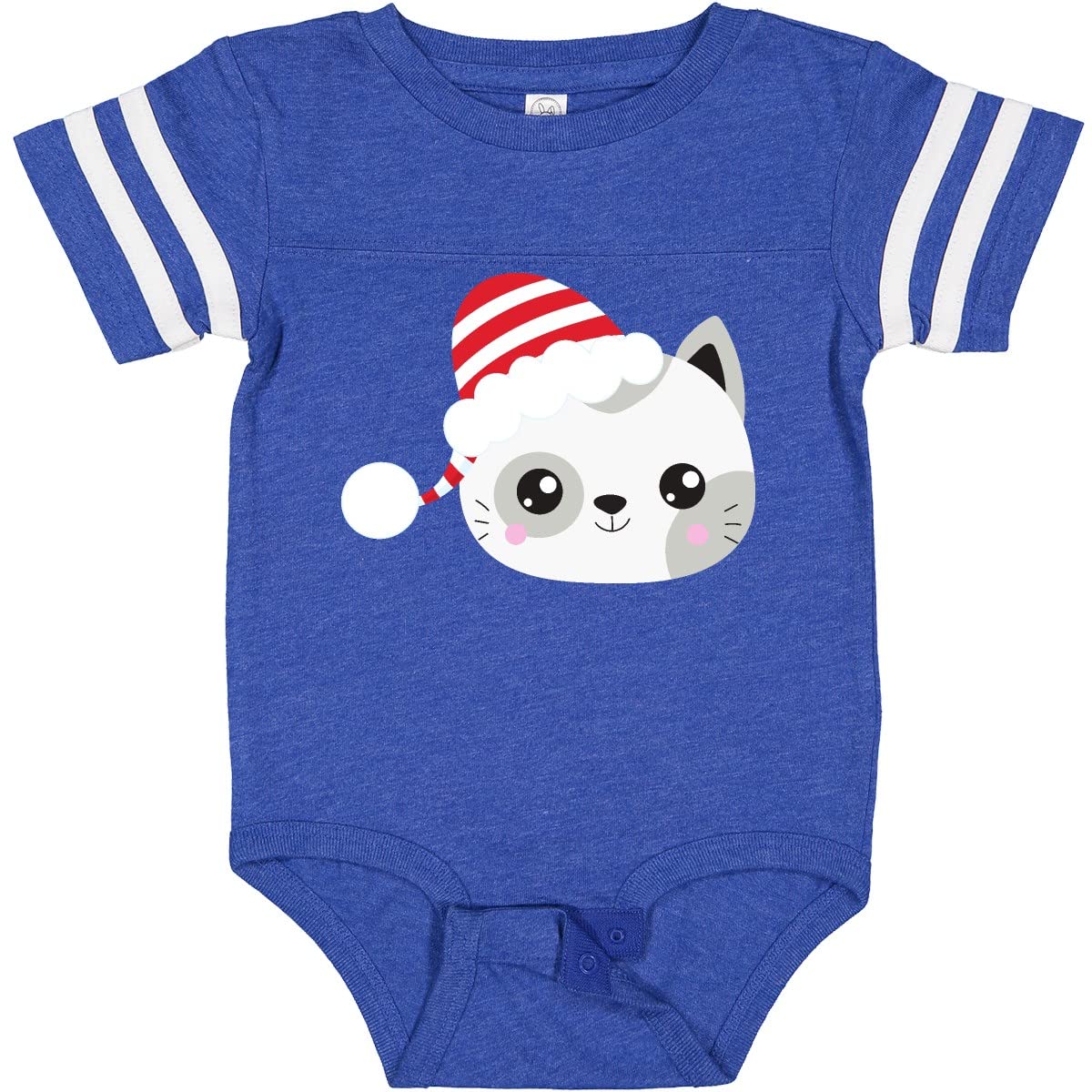 Inktastic Christmas Cat Baby Bodysuit - Cute Cat with Santa Hat for Holiday Photos & Family Gatherings