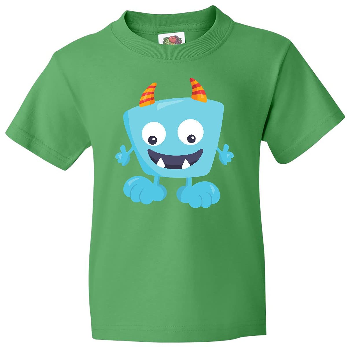 Inktastic Cute Monster Graphic Tee - Blue Funny Monster with Horns Youth T-Shirt for Kids & Teens | Perfect for School, Parties & Casual Wear