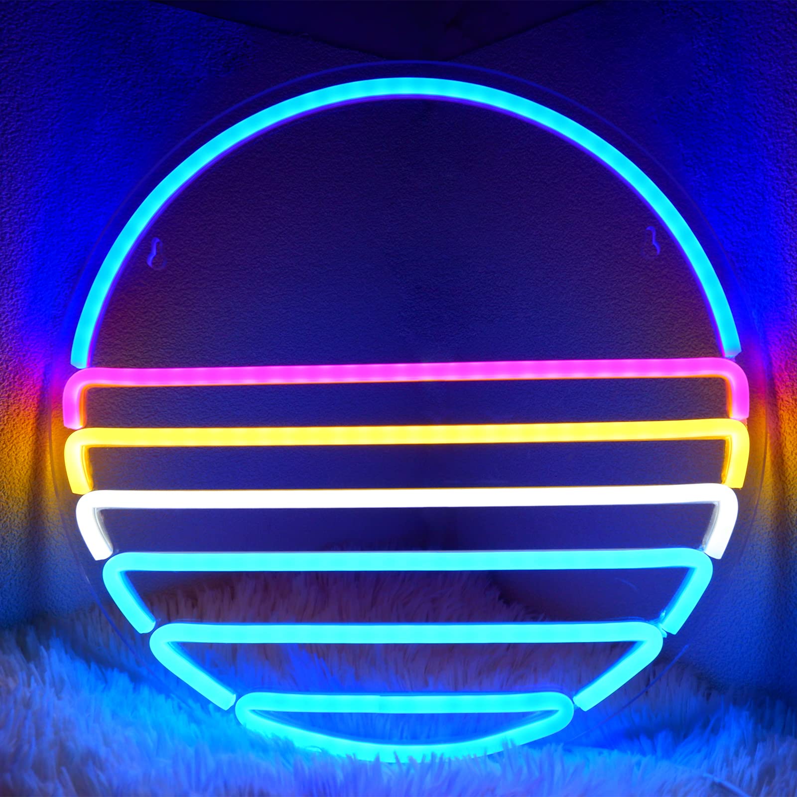 IMEGINA Dimmable Sunset Neon Sign - 12.6x12.6 Inch USB Powered LED Wall Decor for Bedroom, Man Cave, Bar & Party | Beach-Themed Novelty Lighting for Boys Room & Home Decor | Perfect for Relaxing Vibes & Nighttime Ambiance