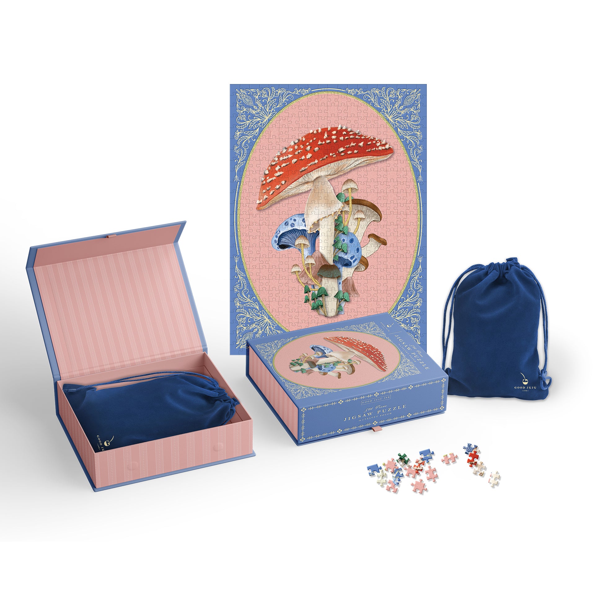 Enchanted Mushroom Cameo Puzzle - 500 Piece Wooden Jigsaw Puzzle for Adults, Fantasy Art Gift for Puzzle Lovers - Perfect for Relaxation, Family Game Night & Home Decor
