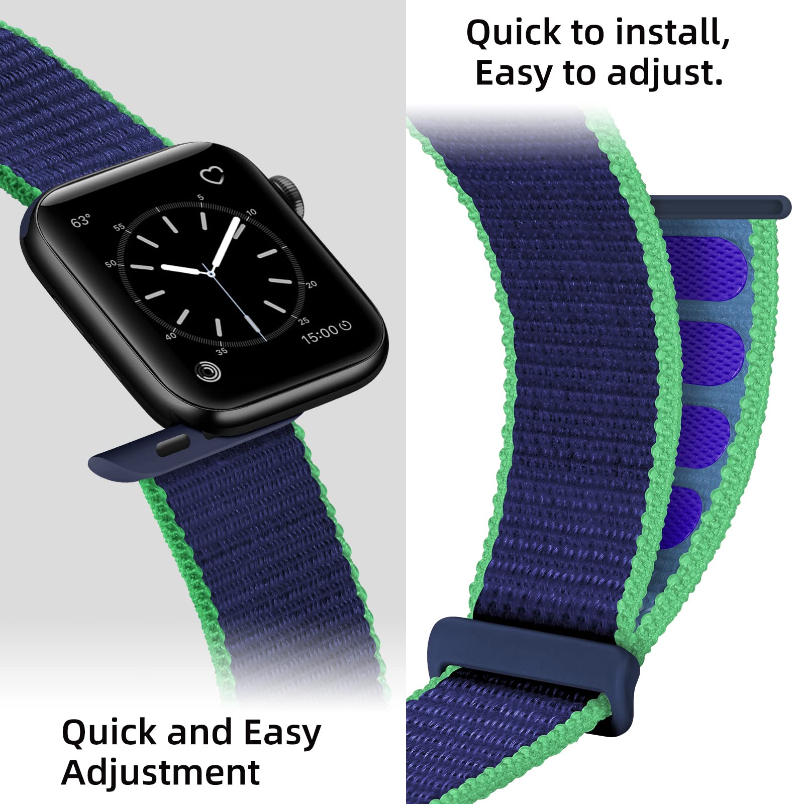 OXWALLEN Sport Loop Nylon Band for Apple Watch Series 9/8/7/6/5/4/3 SE 2/1 - Adjustable Braided Fabric Strap Compatible with 41mm 40mm 38mm iWatch - Comfortable & Durable for Women & Men (Lime) - Perfect for Running, Workouts & Everyday Wear