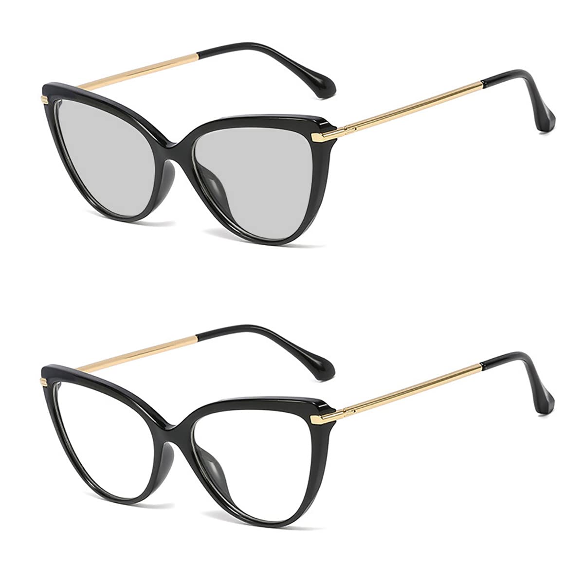 Retro Photochromic Reading Glasses - Fashion Black Cat Eye Frames for Women, Perfect for Reading & Outdoor Use