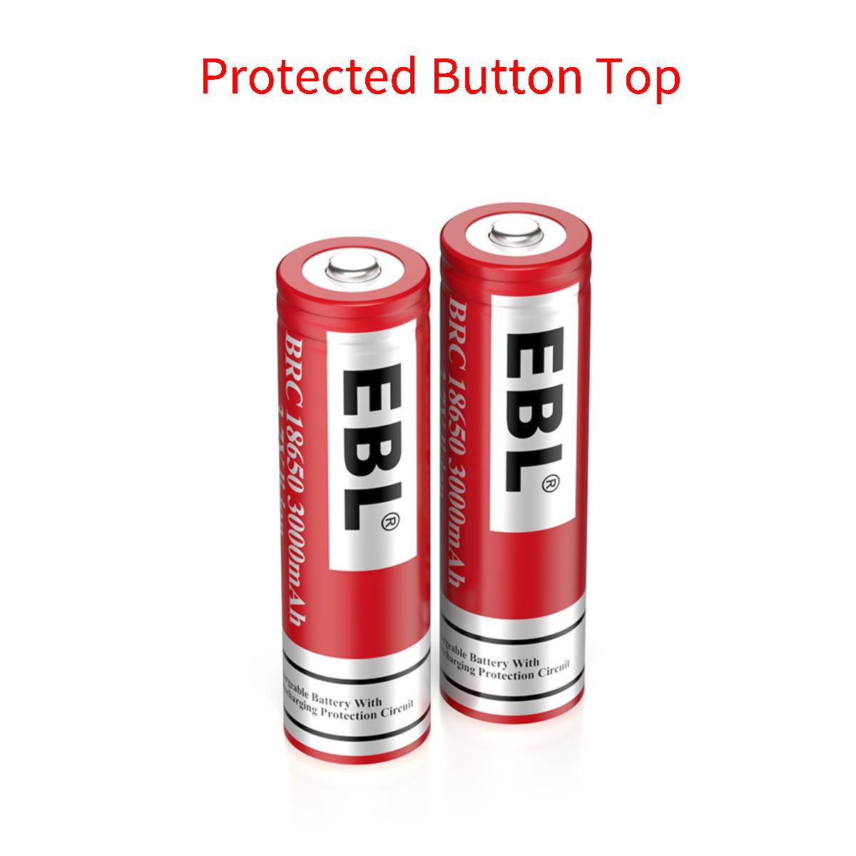 EBL BRC 18650 3000mAh Rechargeable Lithium Battery with Button Top & Protection Circuit - Perfect for Flashlights, Vape Mods, and Power Tools