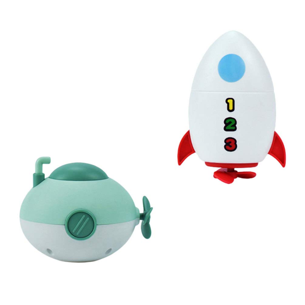 NUOBESTY 2pcs Wind Up Submarine & Rocket Bath Toys for Toddlers - Floating Bathtub Toys for Kids, Baby Bath Time Fun & Learning Games - Perfect for Sensory Play, Early Development & Water Play Activities