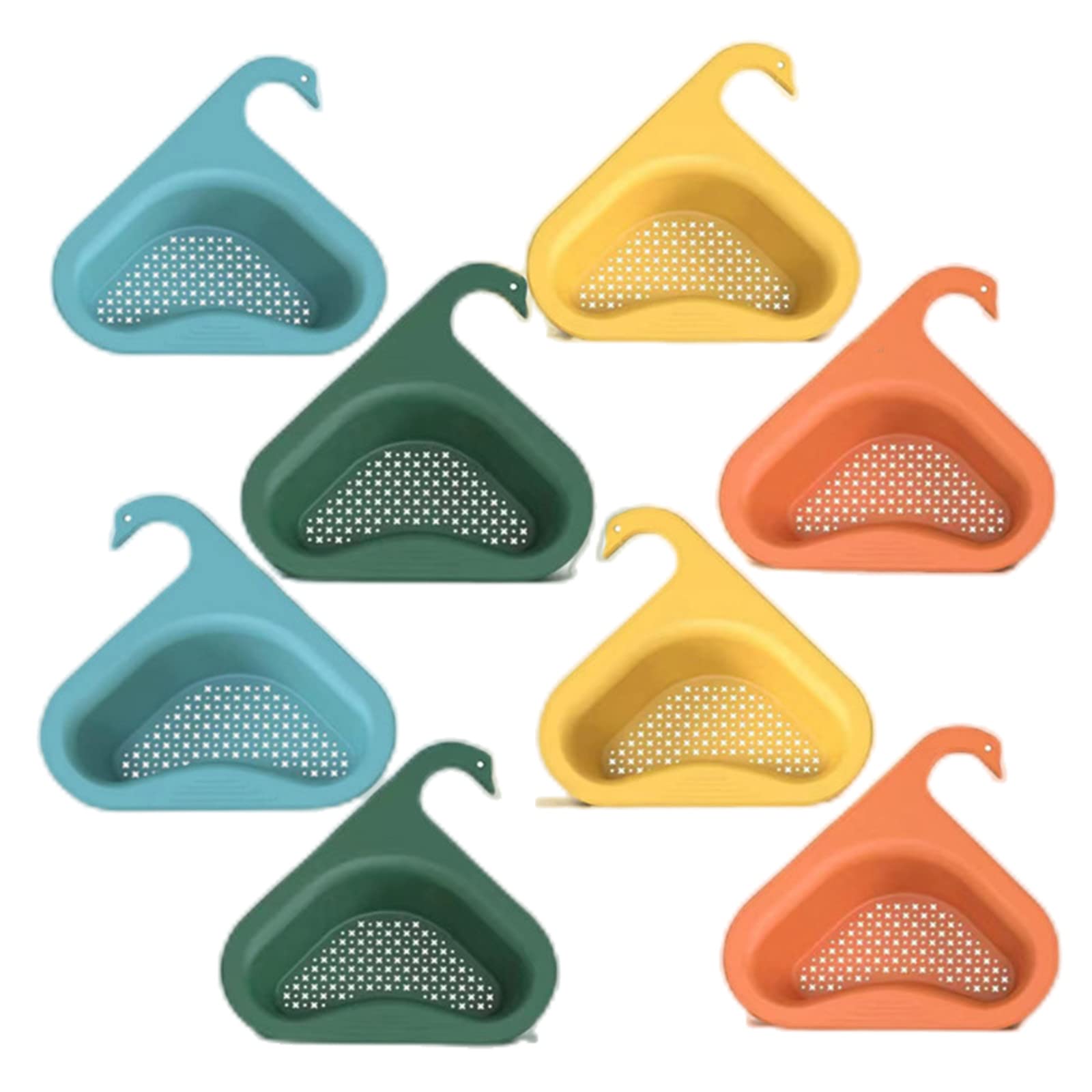 8 Pack Kitchen Sink Drain Basket Strainer - Swan Design Drain Rack with Food Filter & Sponge Holder - Universal Fit for Side Faucet or Corner Sink - Perfect for Preventing Clogs & Organizing Kitchen Accessories