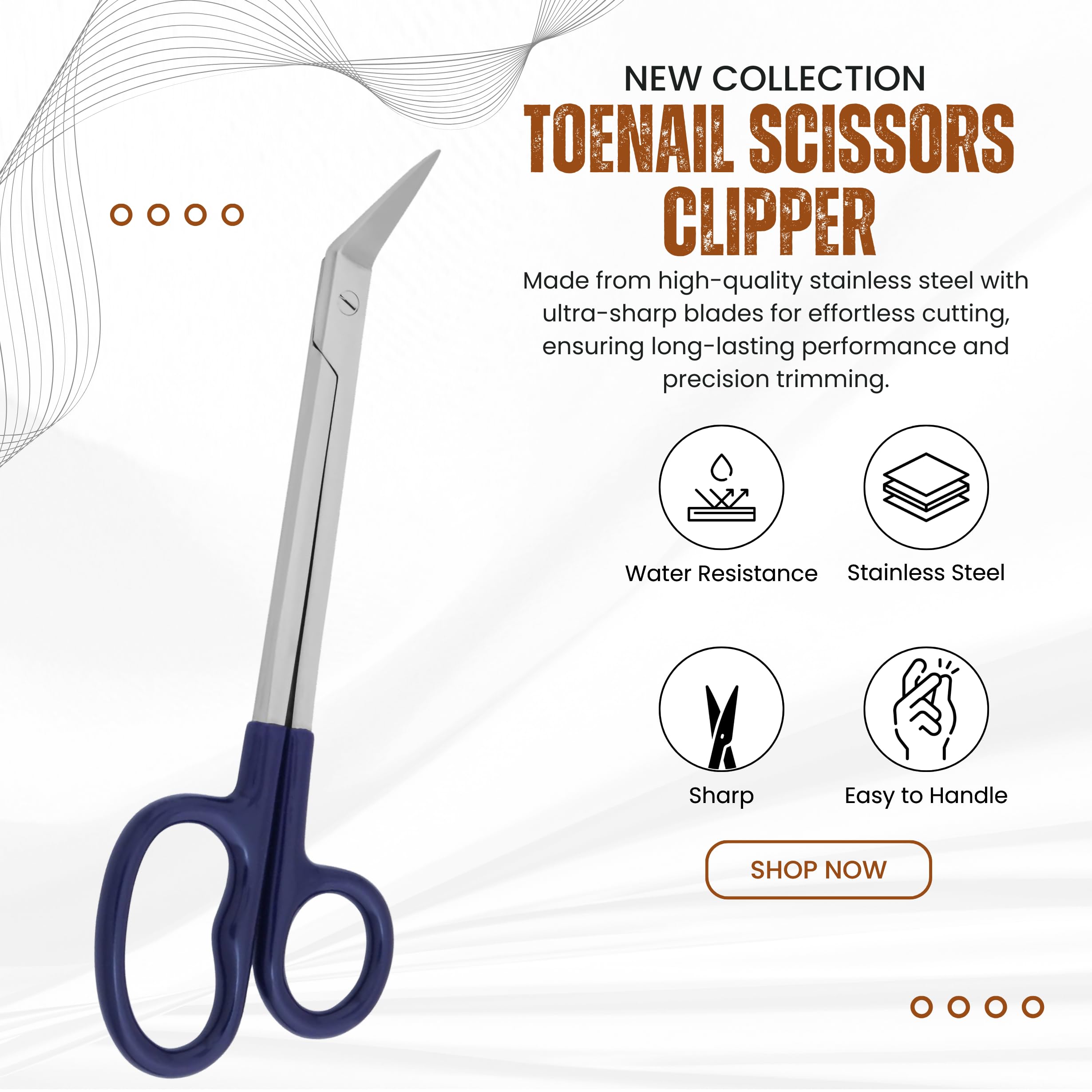 ASM® Extra Long Toe Nail Scissors & Clippers for Thick Nails - Professional Manicure Pedicure Tools for Seniors with Arthritis - 7