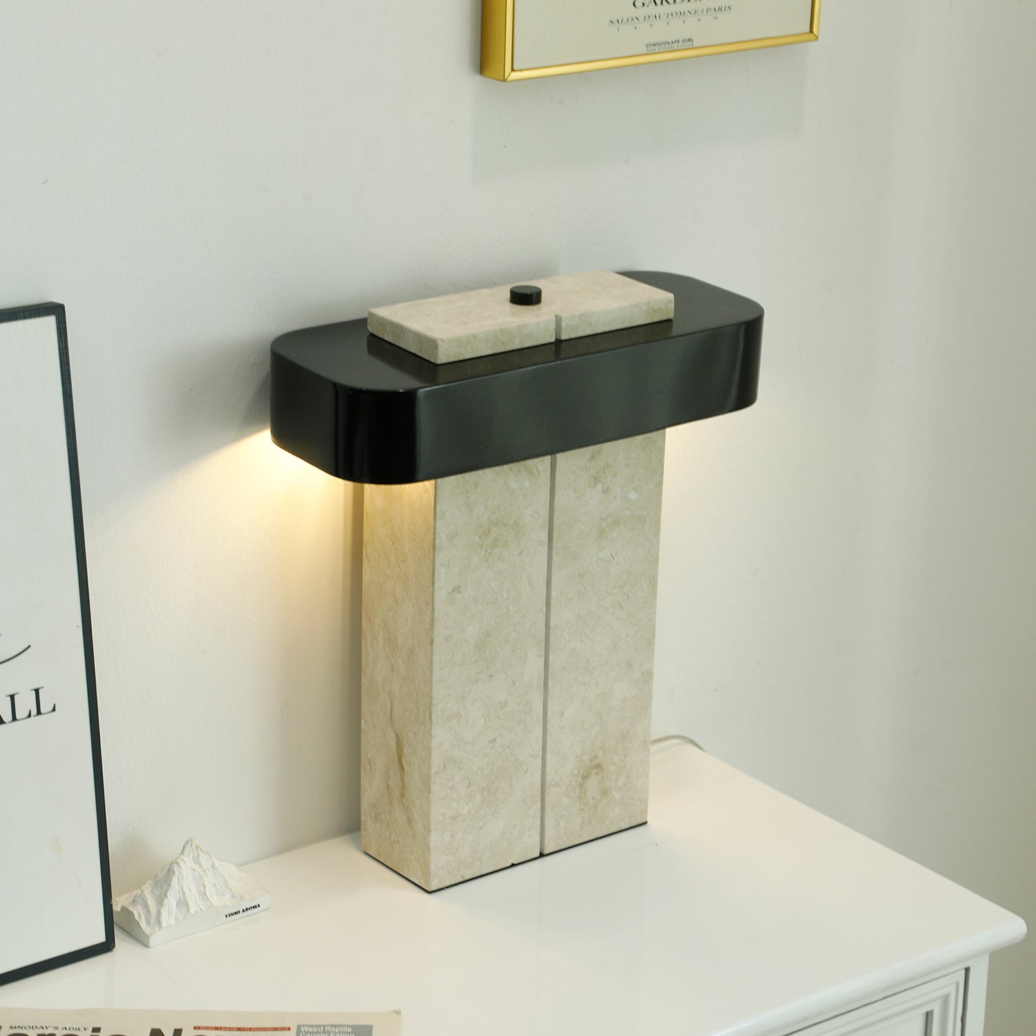 Bastion Marble Table Lamp - Modern Home & Office Lighting Decor for Bedroom, Living Room, Study