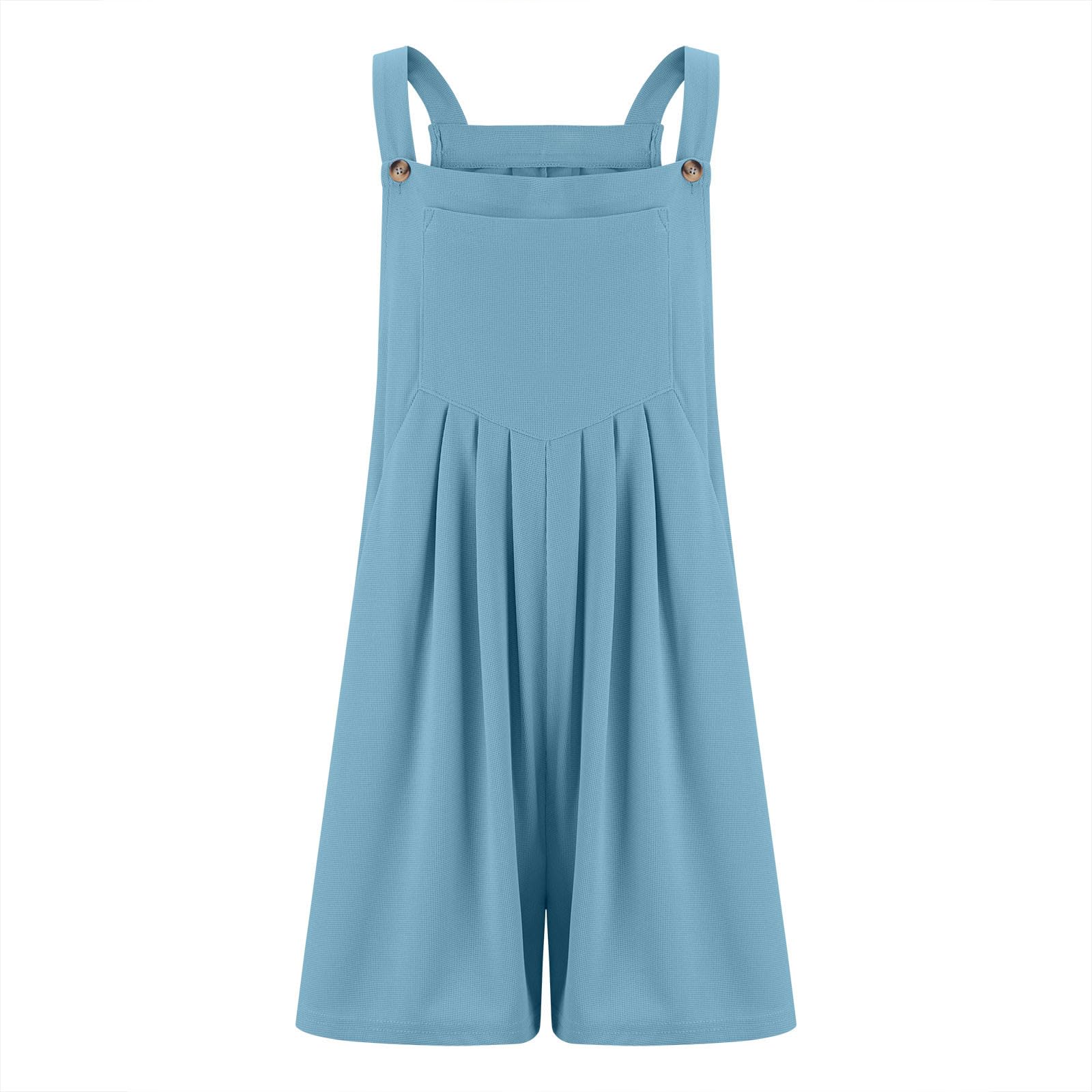 Firzero Women's Summer Rompers 2024 - Sleeveless Waffle Jumpsuit with Button Straps | Casual & Dressy Shorts Overalls for Beach, Vacation & Outdoor Activities