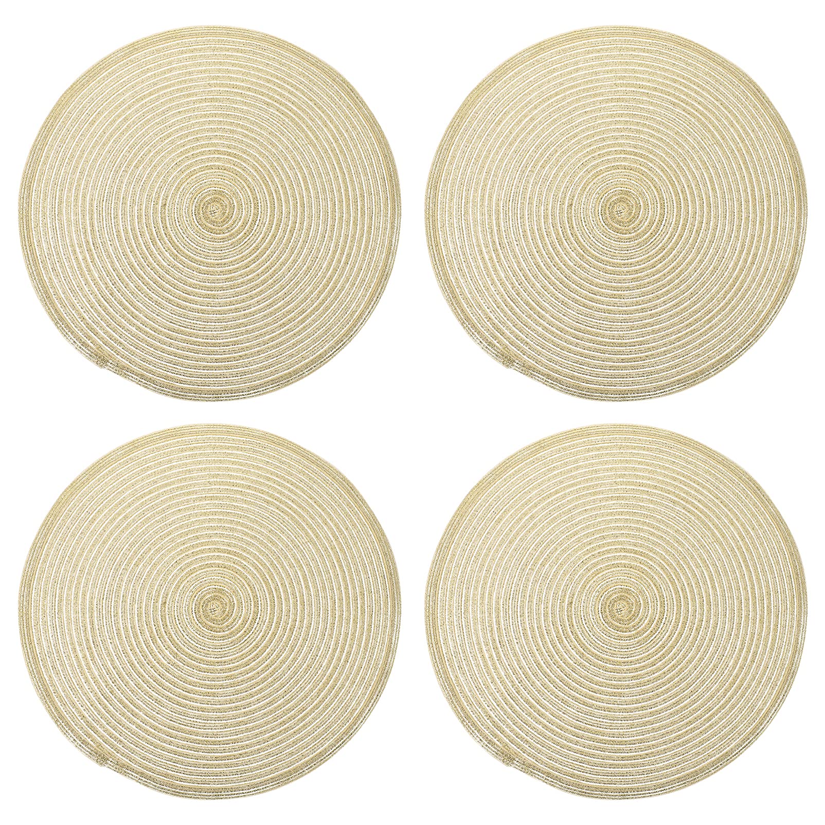 4-Piece Hemoton Woven Placemats Set - Decorative Round Non-Slip Cotton Table Mats for Tea Ceremony, Dining, and Western Style Home Decor | Perfect for Bohemian Tables, Kung Fu Tea Coasters & Everyday Use