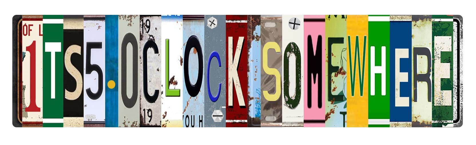Five O'Clock Somewhere Metal Tin Sign - Vintage Retro Wall Decor for Kitchen, Garage, Home Bar, Diner, Pub, Bedroom - 4x16 Inch Rustic Tin Poster - Perfect for Bars, Man Caves, Outdoor Patios & Themed Room Decor