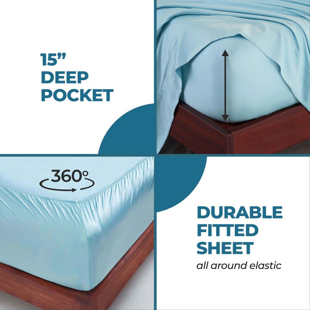 400 Thread Count Modal Beechwood Bed Sheet Set - Ultra Soft, Breathable & Deep Pocket Fitted - Perfect for Luxury Bedding & Comfortable Sleep