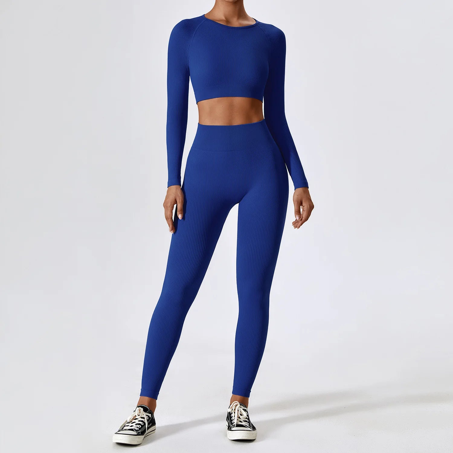Women's Ribbed Yoga Set - High Waisted Workout Leggings & Sports Bra - Gym Clothing for Fitness, Running & Yoga - Perfect for Home Workouts & Studio Classes