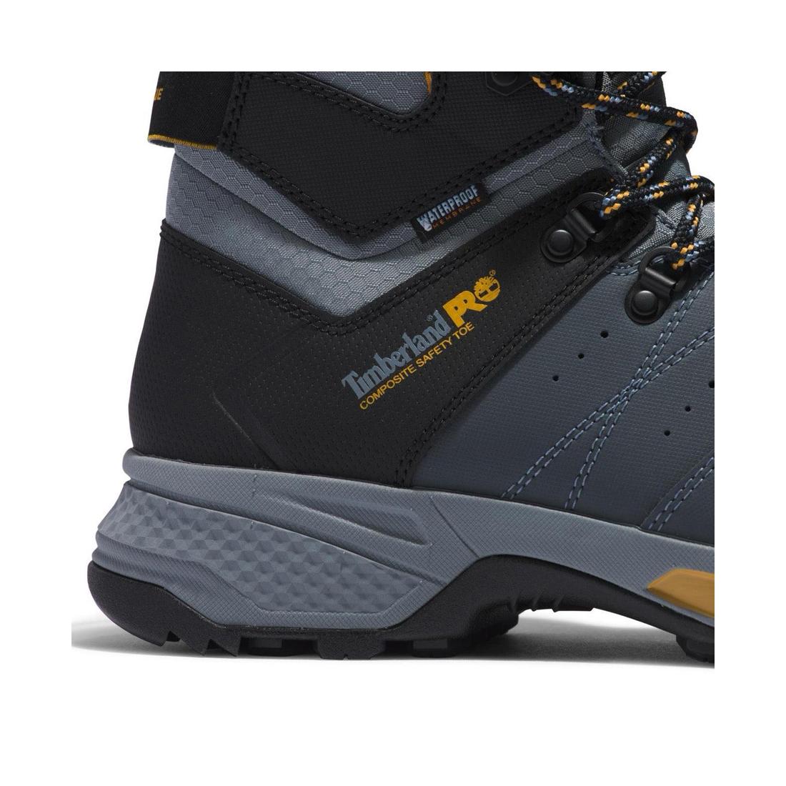 Switchback 6 Inch Composite Toe Waterproof Work Boots for Men - Slip Resistant Safety Shoes with Electrical Hazard Protection - Ideal for Construction, Warehouse & Outdoor Work (Gray)