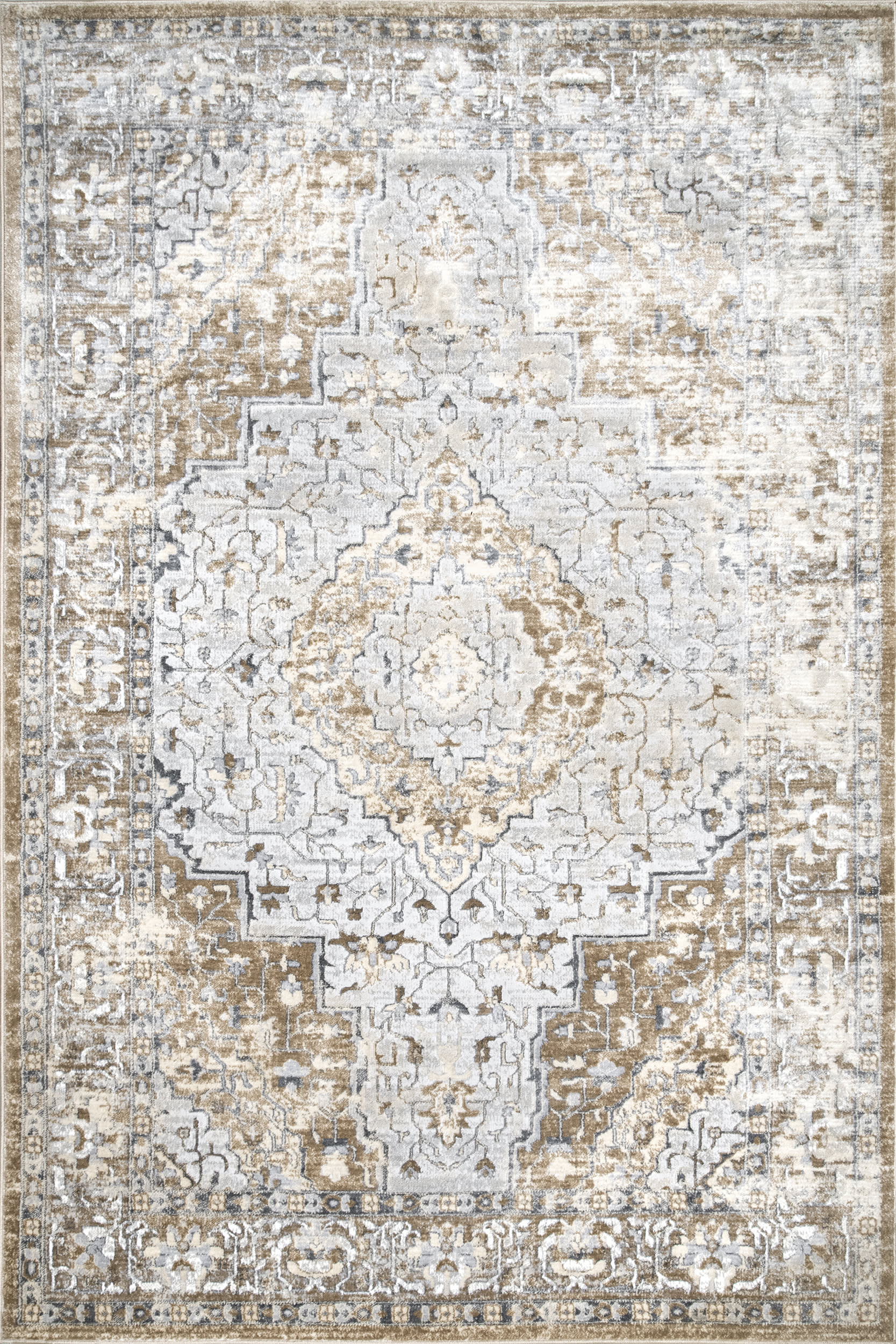Ivied Medallion Beige Area Rug - Elegant Floral Design for Living Room, Bedroom & Dining Room Decor