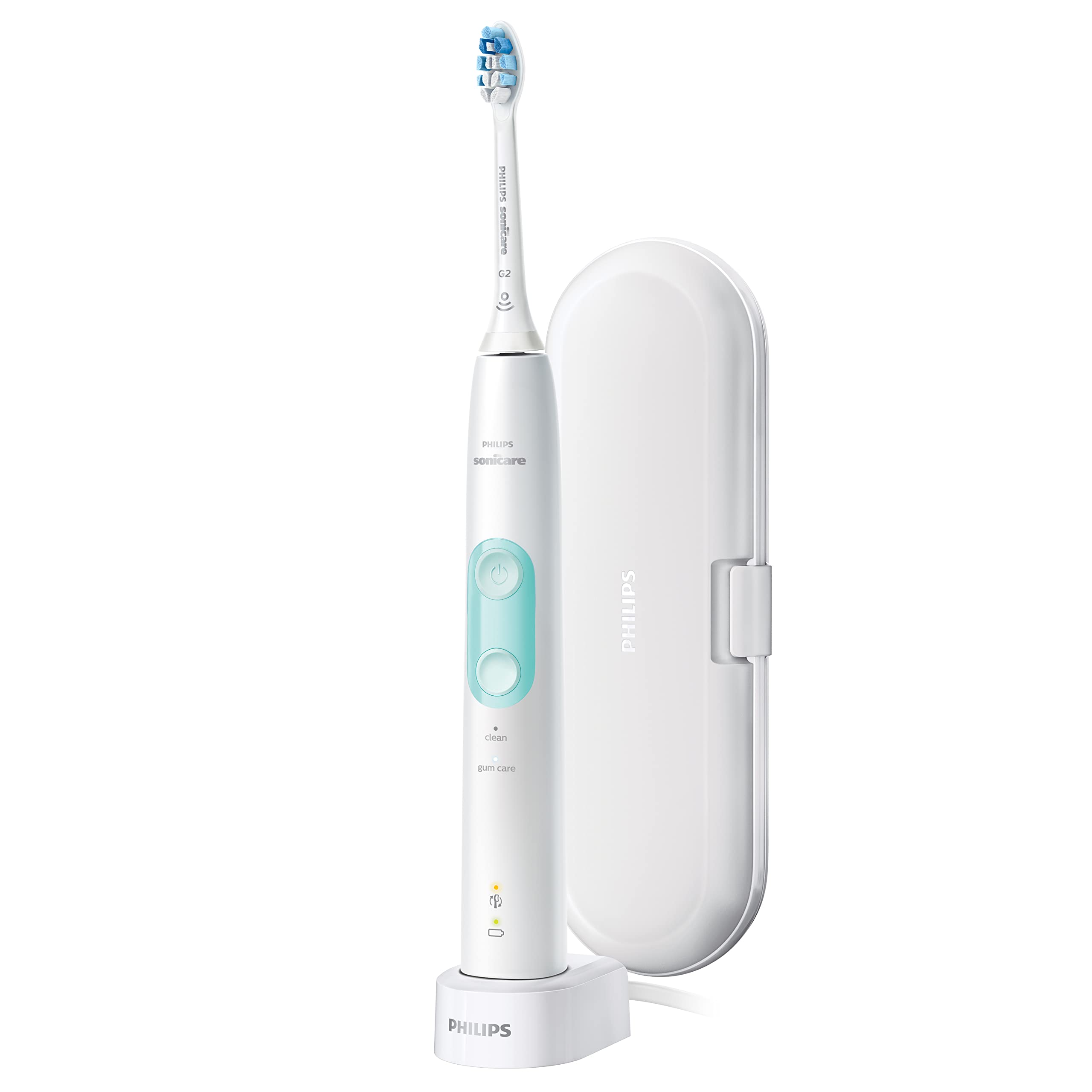 PHILIPS Sonicare 4500 Electric Toothbrush HX6827/11 - Rechargeable Sonic Toothbrush with Pressure Sensor & 2 Brush Heads - Perfect for Travel & Daily Oral Care