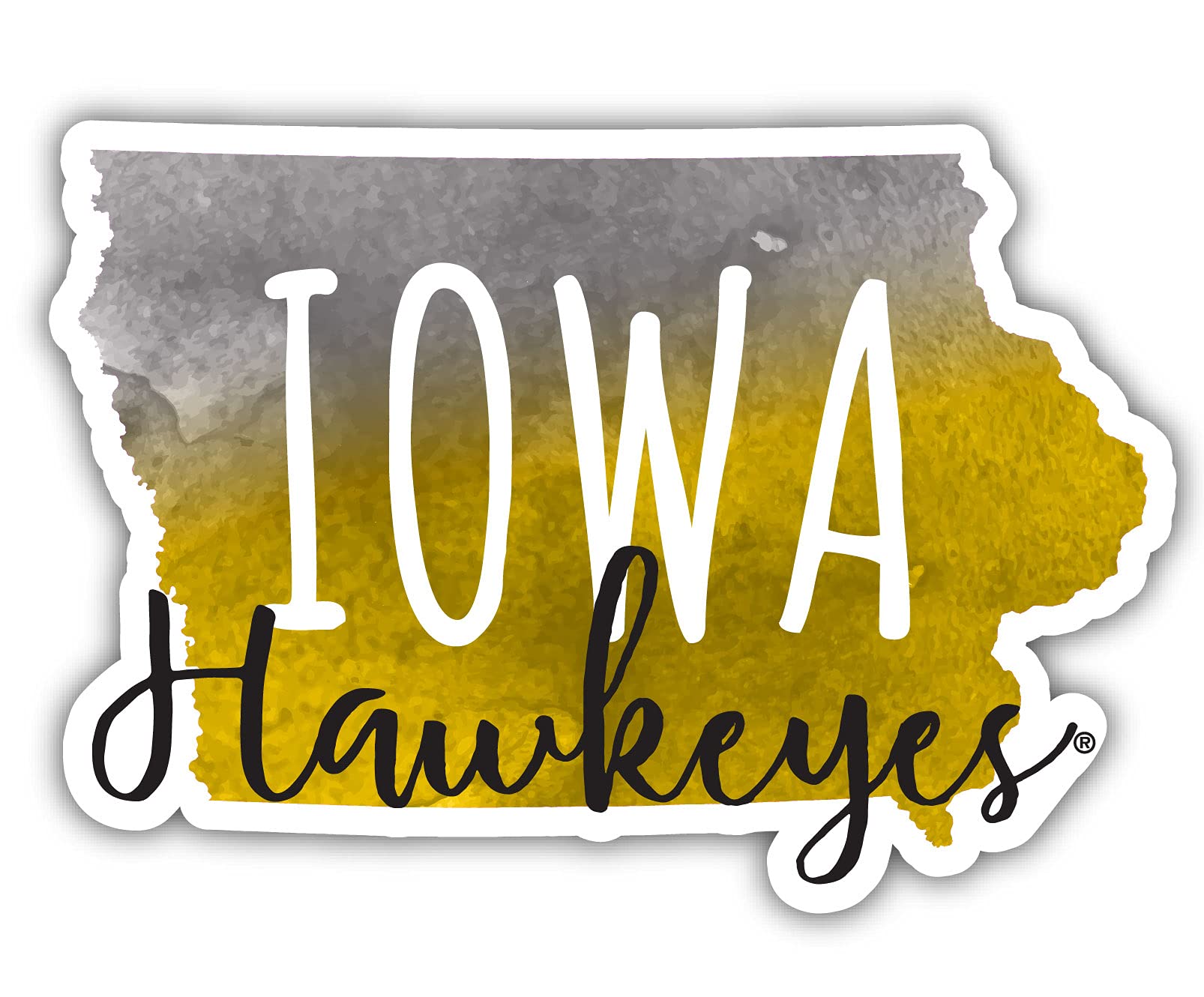 Iowa Hawkeyes Watercolor State Die Cut Decal 2-Inch - Officially Licensed Collegiate Sticker for Cars, Laptops & Windows - Perfect for Fans and Alumni