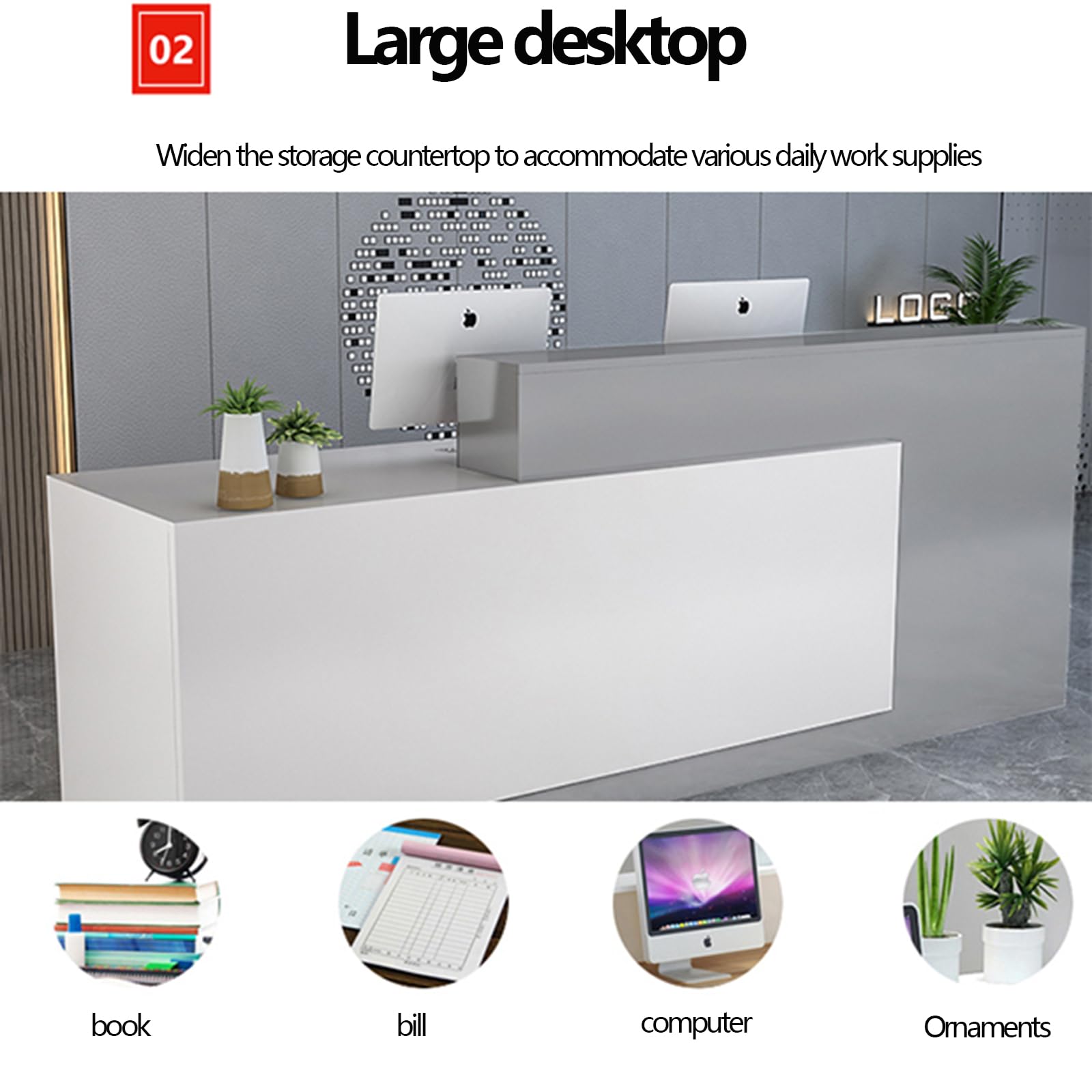 Simple Cashier Desk 160x60x100cm - Front Desk Reception Counter for Clothing Store, Beauty Salon, Milk Tea Shop & Office - Durable & Stylish for Retail & Service Businesses
