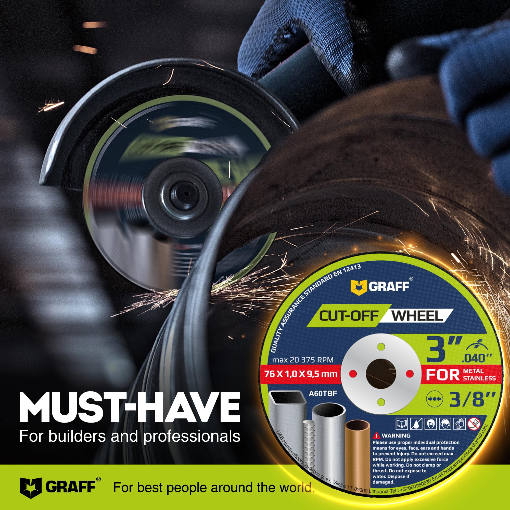 3 Inch Cut Off Wheels for Metal & Stainless Steel - 25 Pack Professional Thin Cutting Discs 3