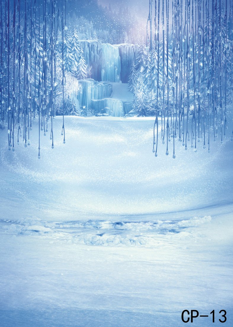 LYWYGG 5x7ft Winter Photography Backdrop - Snowy Ice Crystal Christmas Background for Kids Photo Studio Props | Perfect for Holiday Portraits, Newborn Shoots & Seasonal Decorations