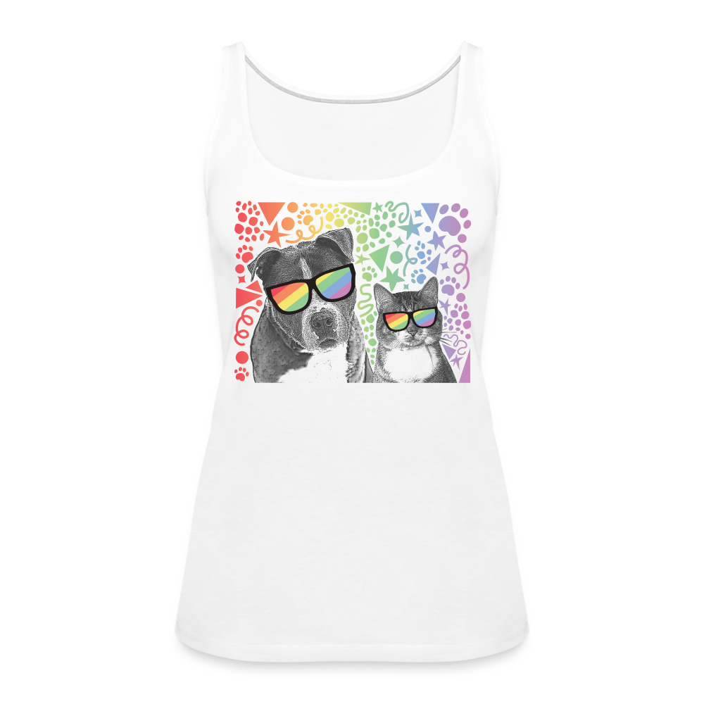 Pride Party Contoured Premium Tank Top - LGBTQ+ Rainbow Graphic Muscle Shirt for Gay Pride Parade, Festival & Celebration - Comfortable Fitted Workout Top for Gym, Running & Casual Wear