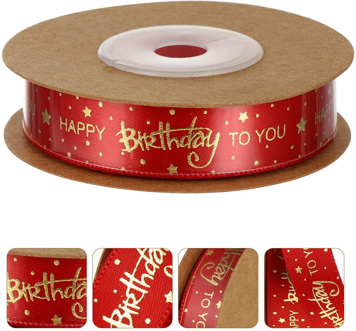 20 Yards Happy Birthday Printed Ribbon - Premium Polyester Decorative Ribbon for Cake Decorating, Gift Wrapping, DIY Crafts, Party Favors | Perfect for Birthday Cakes, Present Packaging & Scrapbooking