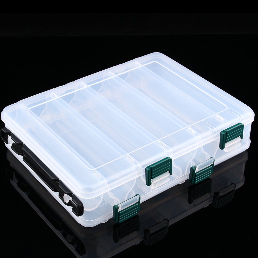 VGEBY1 Double Sided Fishing Tackle Box - Plastic Storage Organizer with Compartments for Hooks, Lures & Gear - Perfect for Outdoor Fishing, Camping & Boat Trips