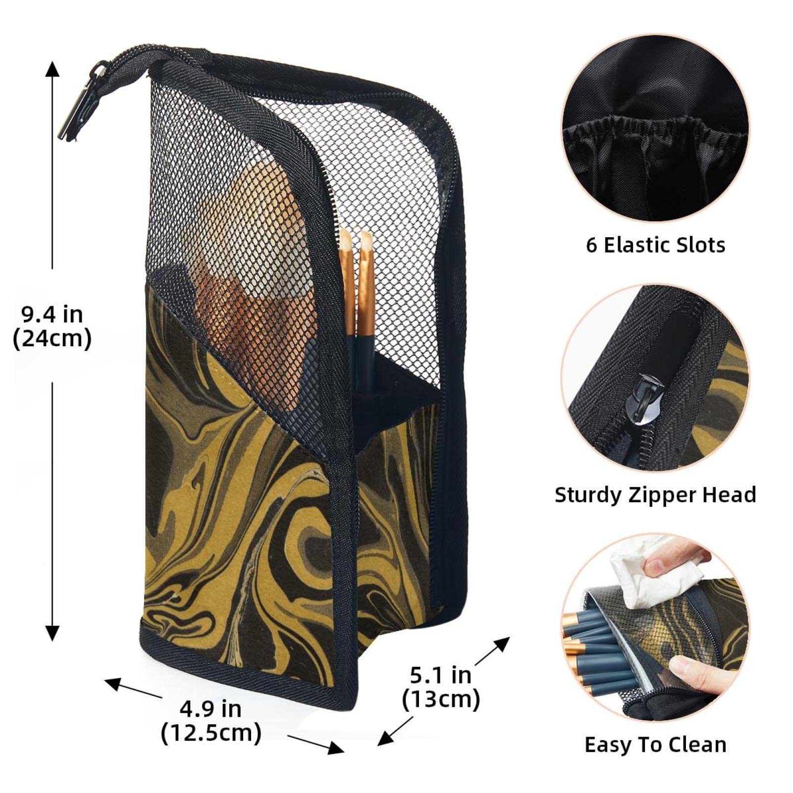 Premium 12-Piece Makeup Brush Set with Gold Marble Organizer Bag - Portable Makeup Brush Holder Case for Travel & Home Storage | Abstract Style Cosmetic Brush Organizer for Makeup Artists & Beauty Enthusiasts