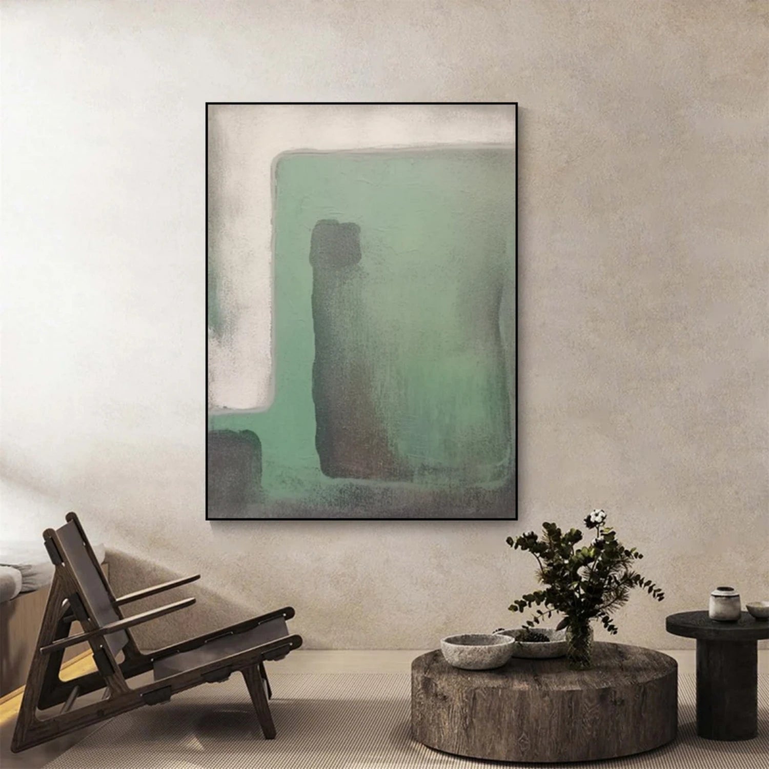 Beige & Green Abstract Wall Art Print #BG122 - Modern Home Decor for Living Room, Bedroom & Office