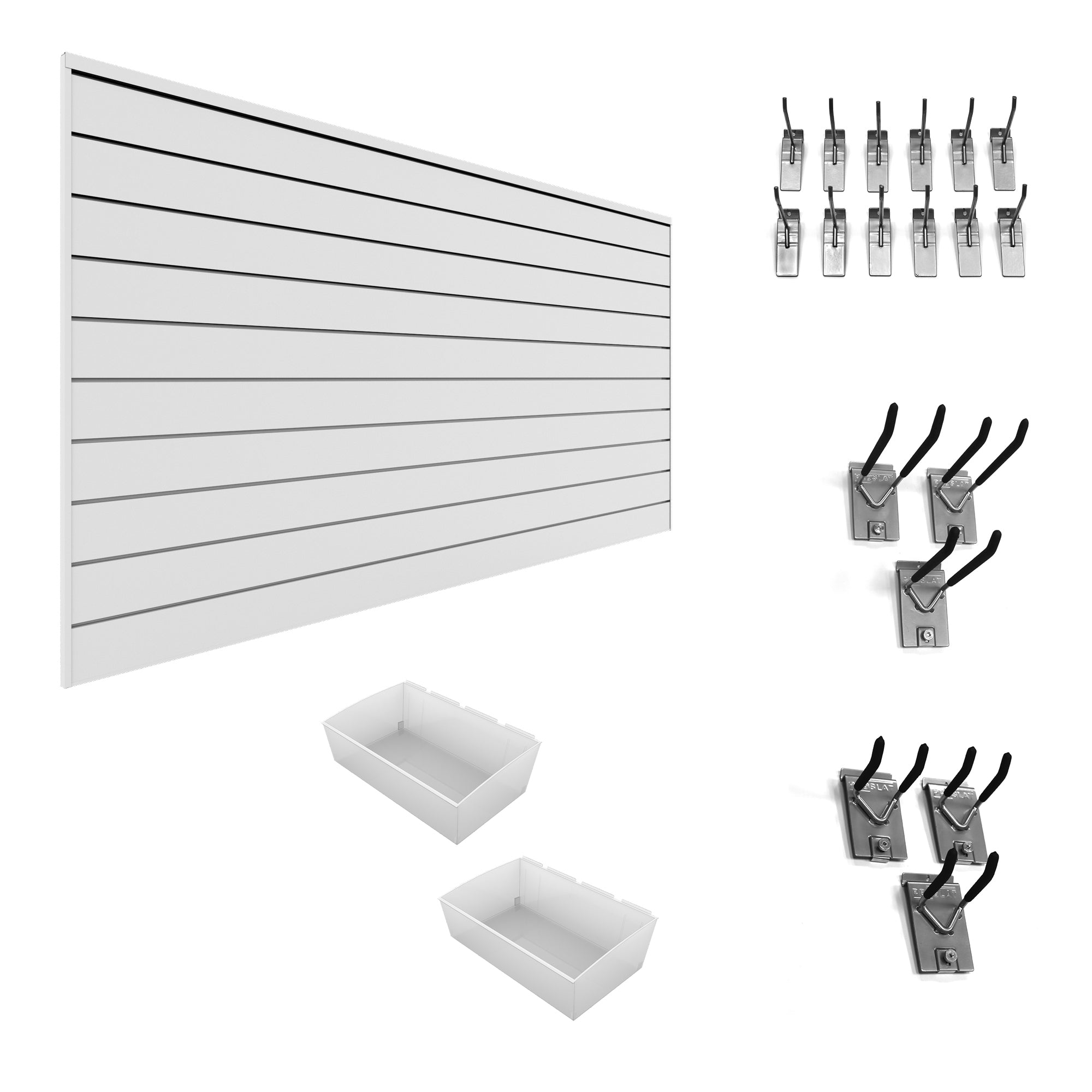 PVC Slatwall Organizer Bundle - Wall Mounted Retail Display System for Stores & Garages - Perfect for Organizing Tools, Accessories & Retail Merchandise