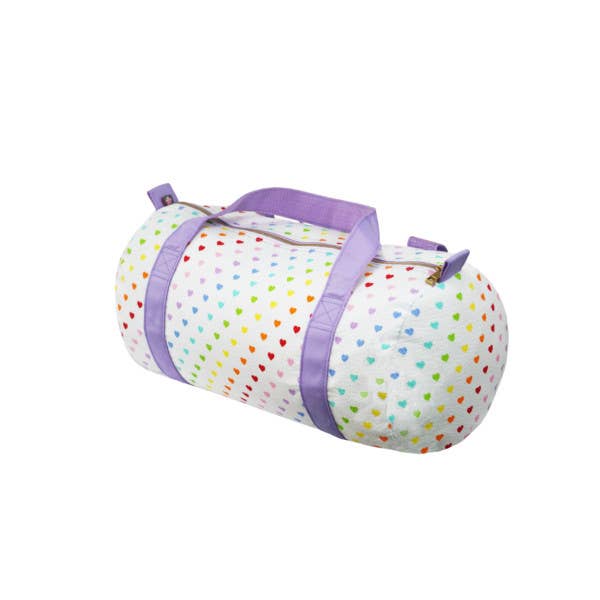 Tiny Hearts Medium Duffel Bag in Mint Green - Perfect for Gym, Travel & Weekend Getaways