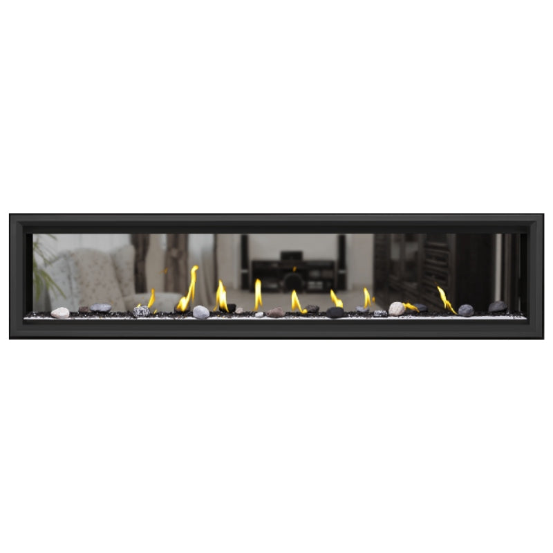 Napoleon Vector 74 See-Through Linear Direct Vent Gas Fireplace - LV74N2 | Modern Home Heating & Cozy Living Room Ambiance