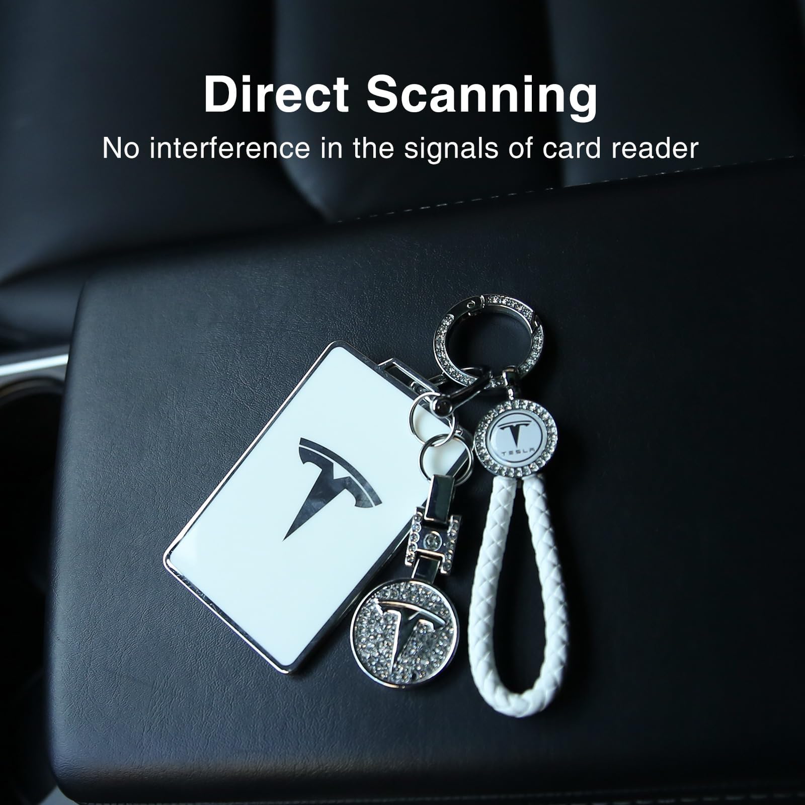 Tesla Key Card Holder - Bling Crystal Keychain for Model S/X/3/Y & Cybertruck | Protective Key Fob Cover | Durable Tesla Accessories for Everyday Use & Car Security