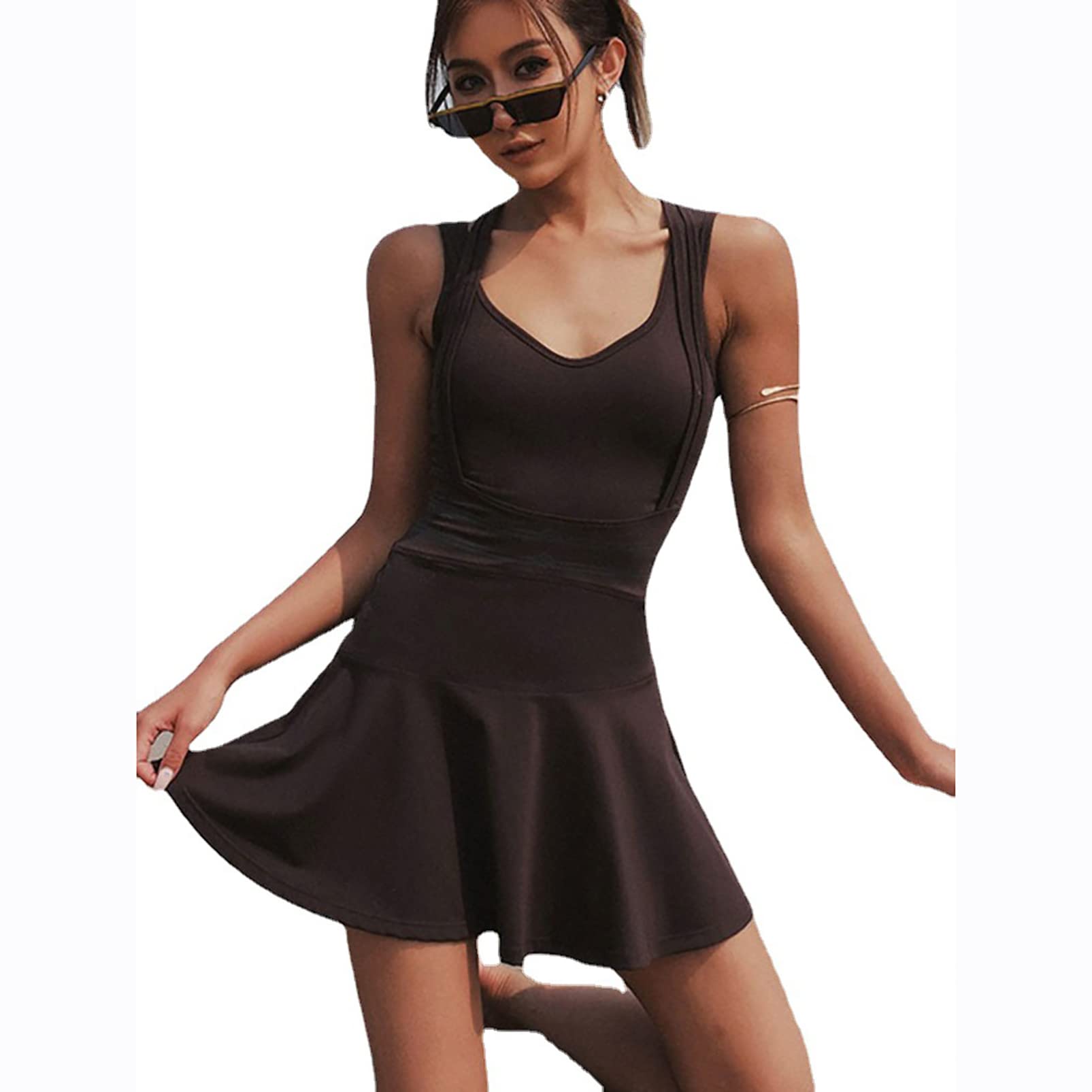 Women's 2-in-1 Running Skirt with Built-in Shorts - Athletic Tennis Skirt for Yoga, Fitness & Summer Sports - Breathable Workout Dress for Gym, Club Parties & Outdoor Activities