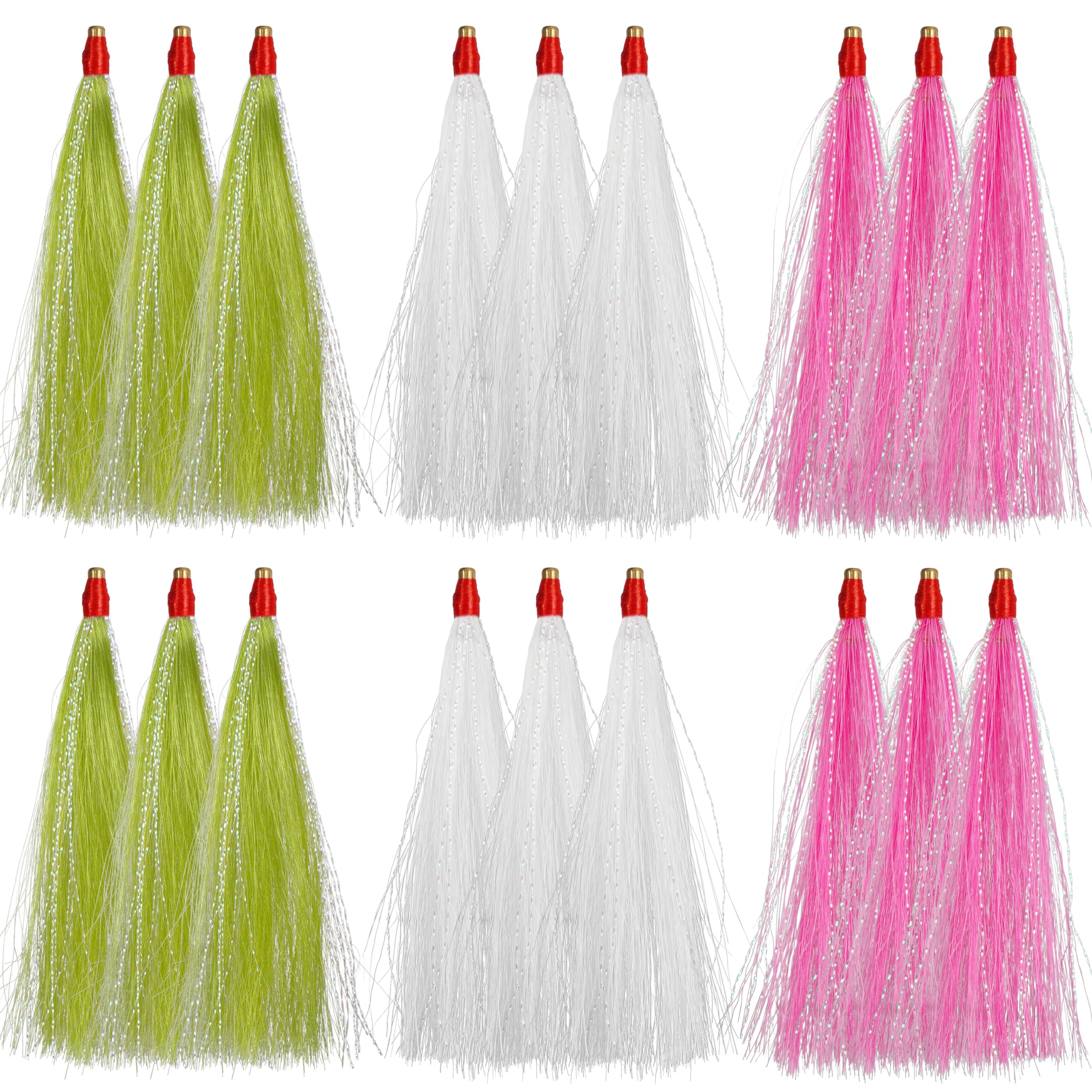9/18pcs Saltwater Bucktail Fishing Lures with Copper Tube Teasers - Flounder Rig, Cod & Seabass Fishing Lures - Perfect for Offshore & Inshore Saltwater Fishing