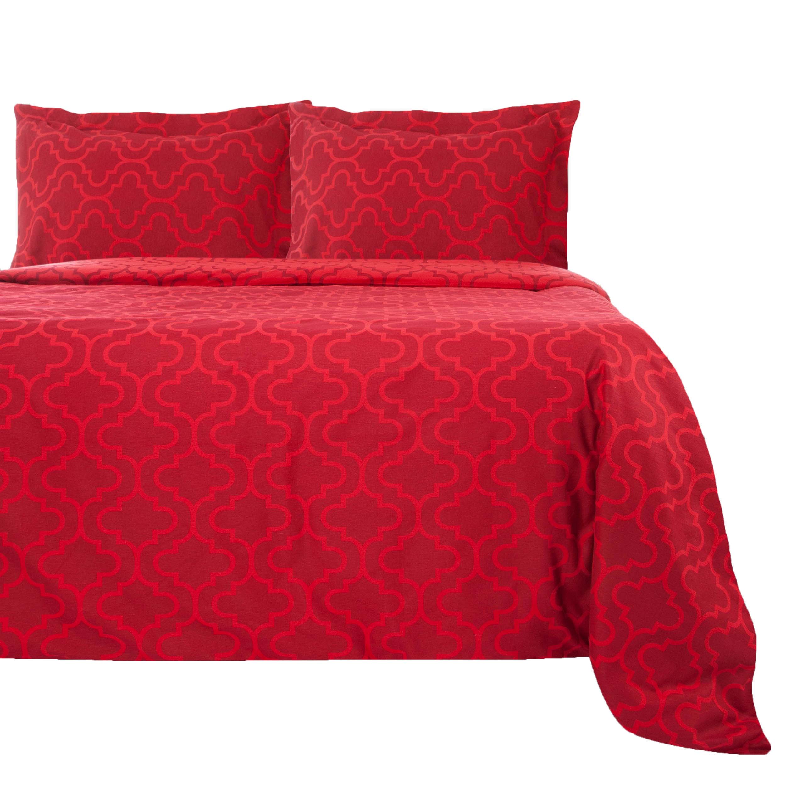 Premium Cotton Flannel Trellis Duvet Cover Set - Soft & Cozy Queen/King Size Bedding - Perfect for Winter Warmth & Farmhouse Bedroom Decor
